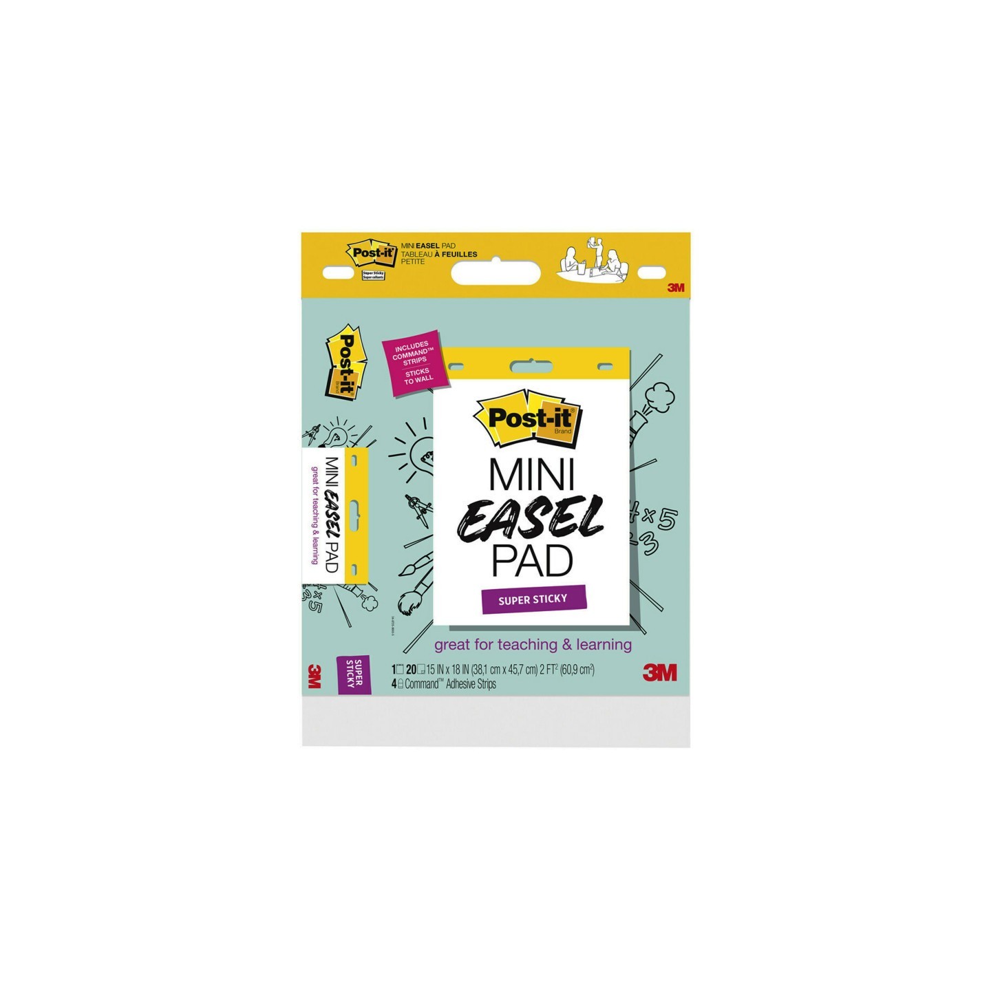 Post-it® Super Sticky Mini Easel Pad, 15 x 18 Inches, 20 Sheets/Pad, 1 Pad, White