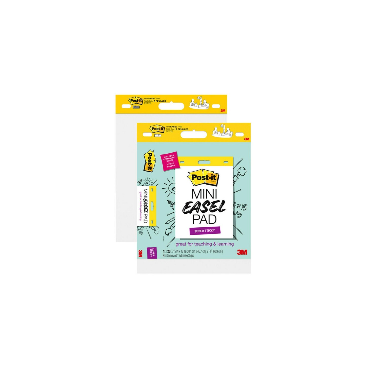 Post-it® Super Sticky Mini Easel Pad, 15 x 18 Inches, 20 Sheets/Pad, Pack of 2
