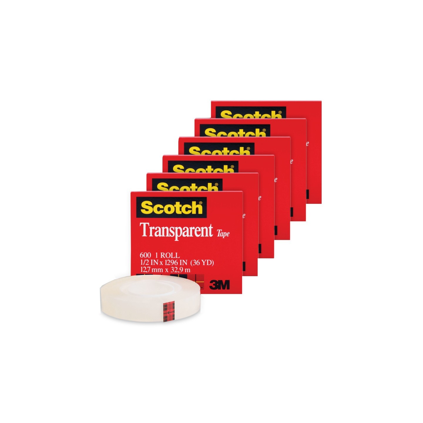Scotch® Transparent Tape Roll, 1/2" x 1296", Pack of 6