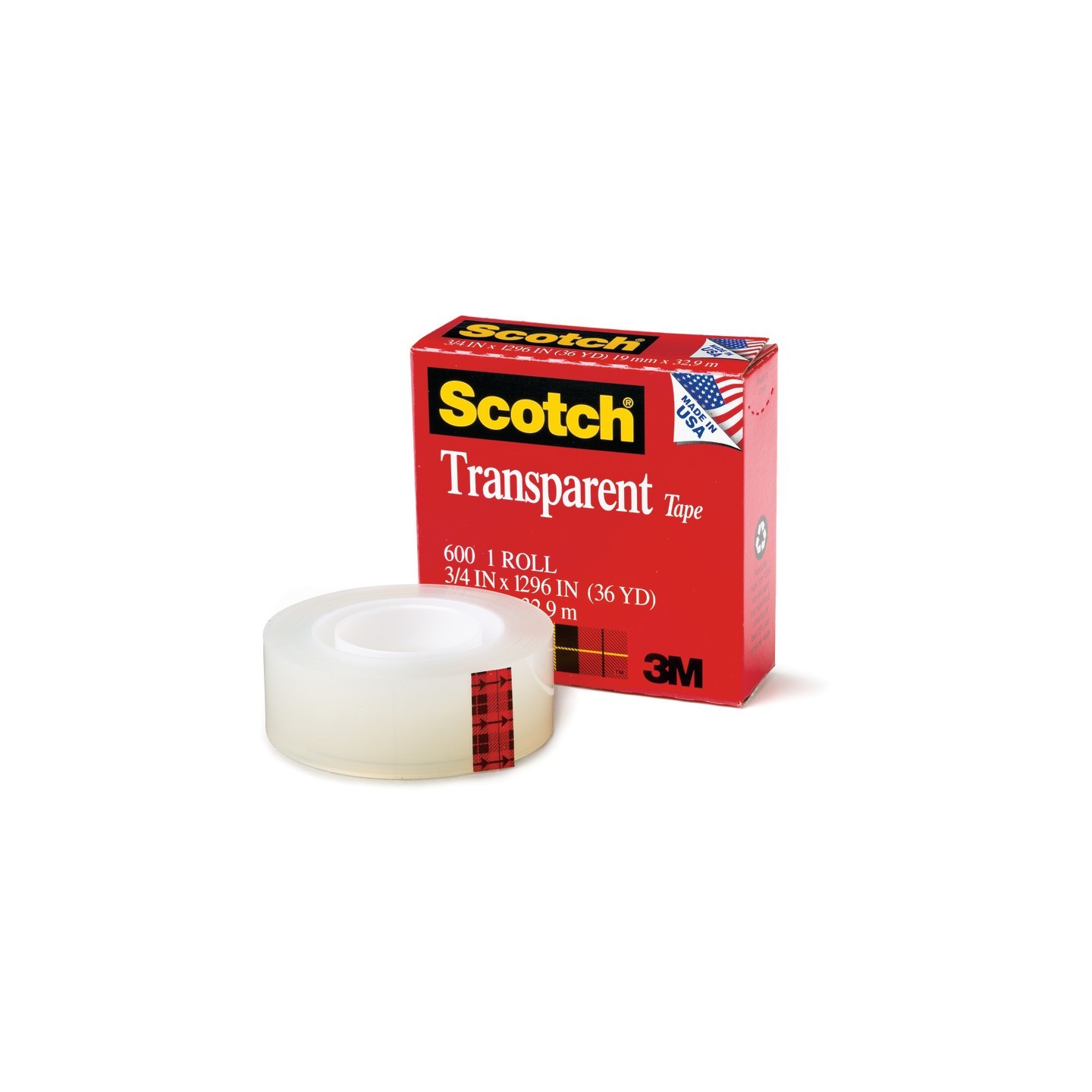 Scotch® Transparent Tape Refill Roll, 3/4" x 1296"