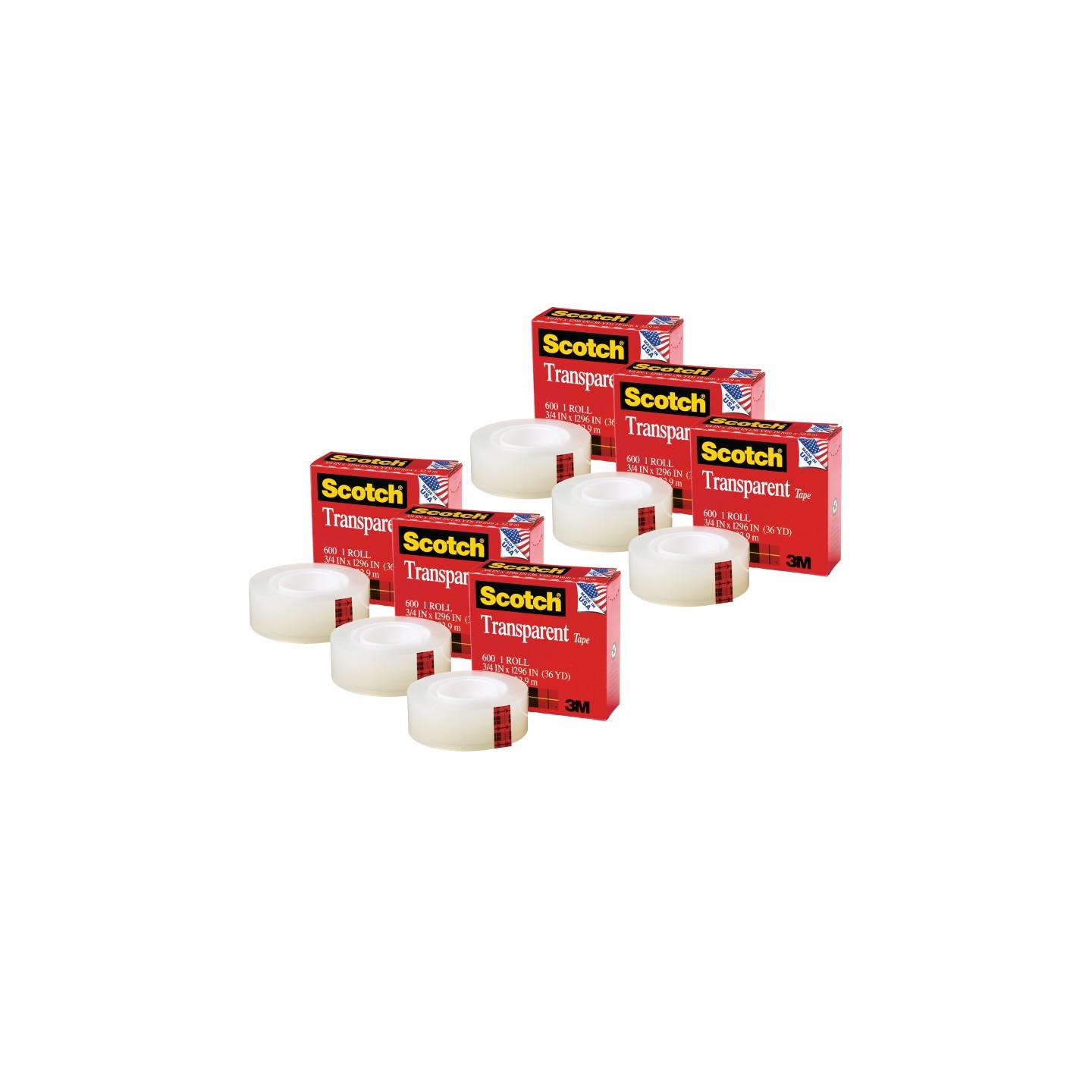 Scotch® Transparent Tape Refill Roll, 3/4" x 1296", Pack of 6