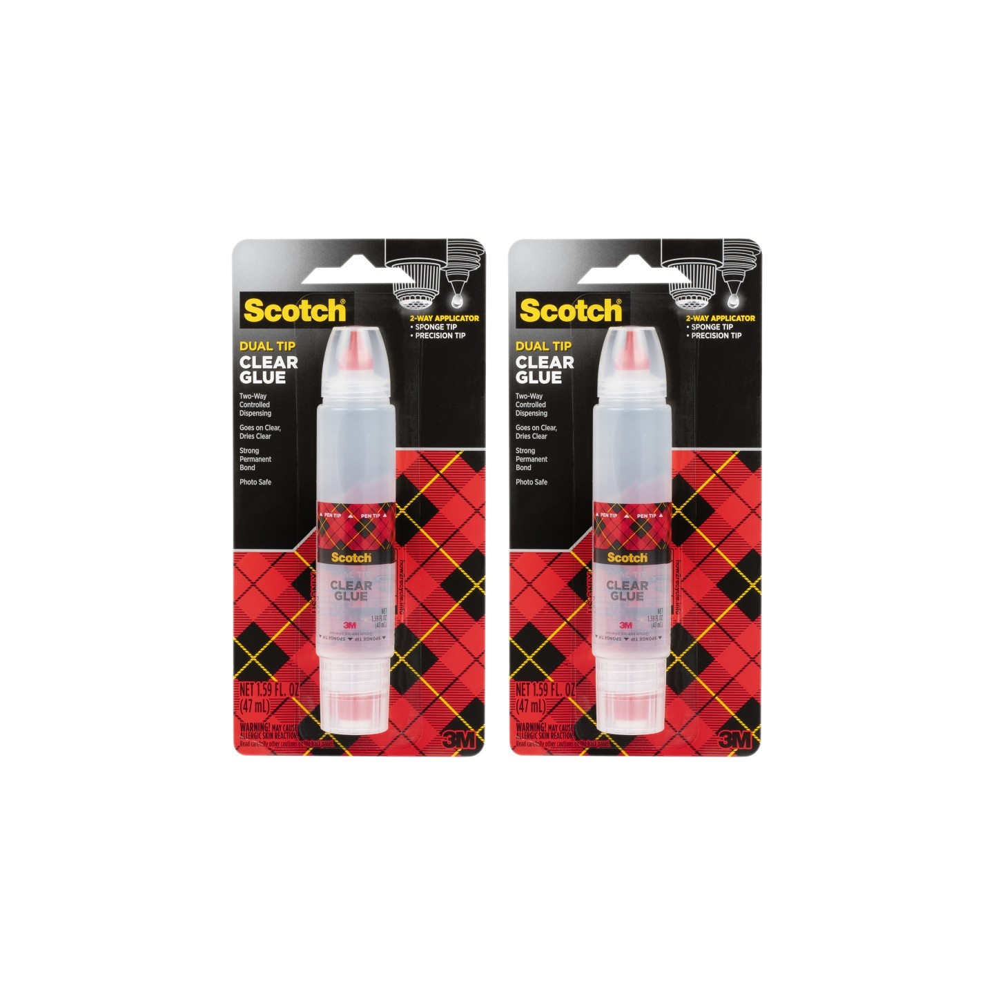 Scotch® Clear Glue in 2-Way Applicator, .95 oz, Pack of 2