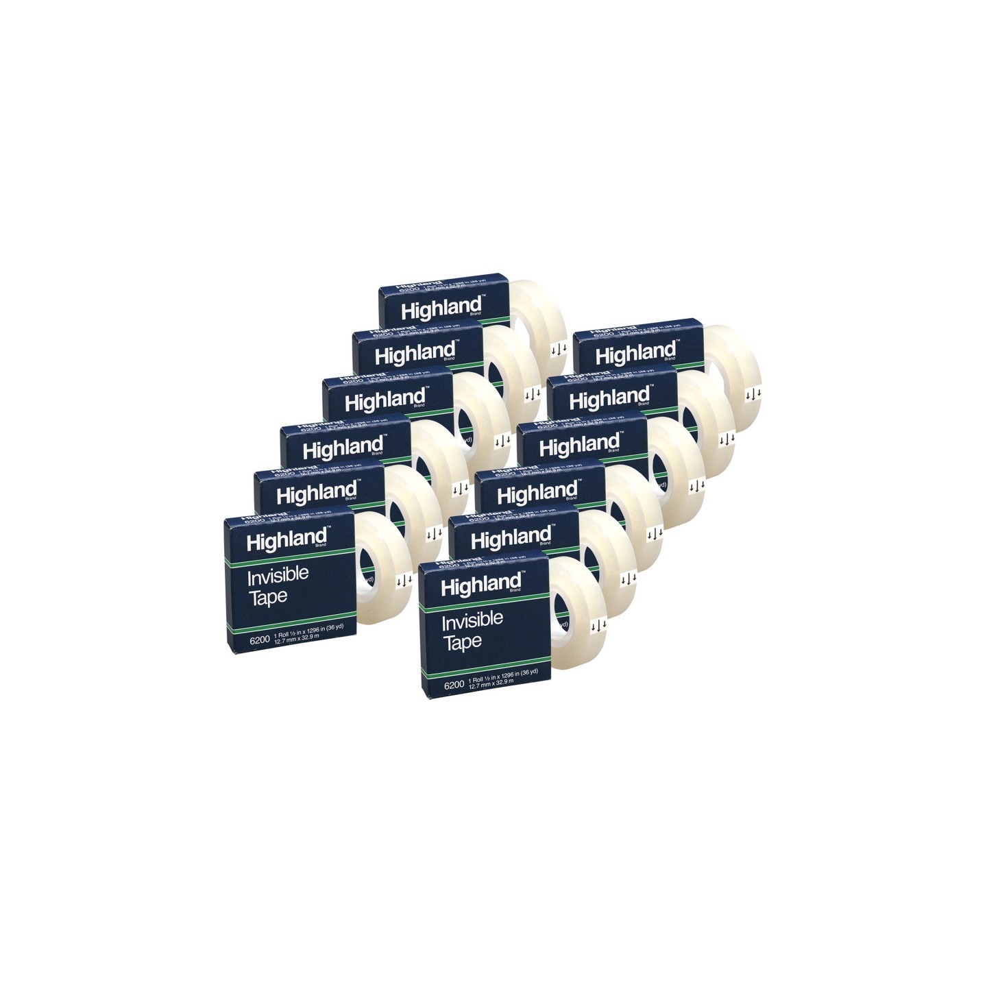 Highland™ Invisible Tape, 1/2" x 1296", 12 Rolls