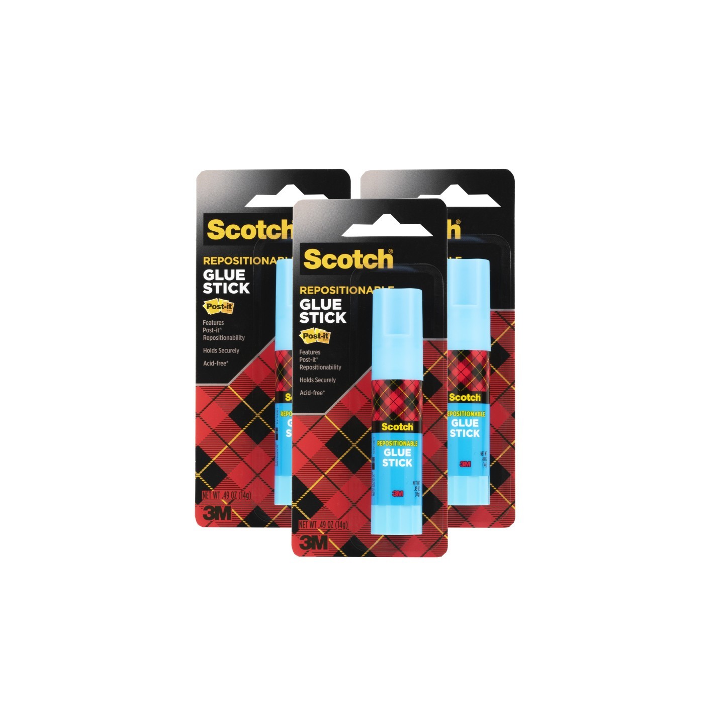 Scotch® Restickable Glue Stick, .49 oz, Pack of 3