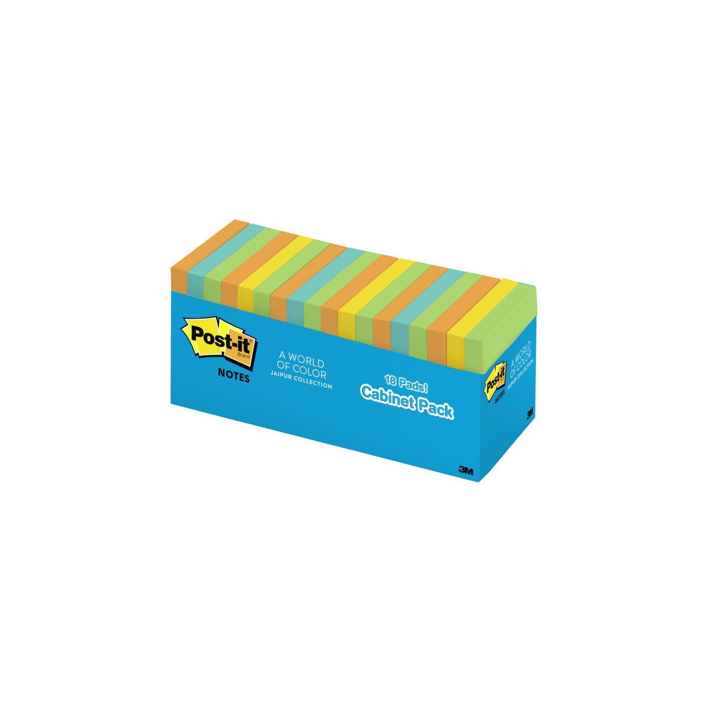 Post-it® Notes, 3" x 3", Jaipur Collection, 18 Pads/Cabinet Pack