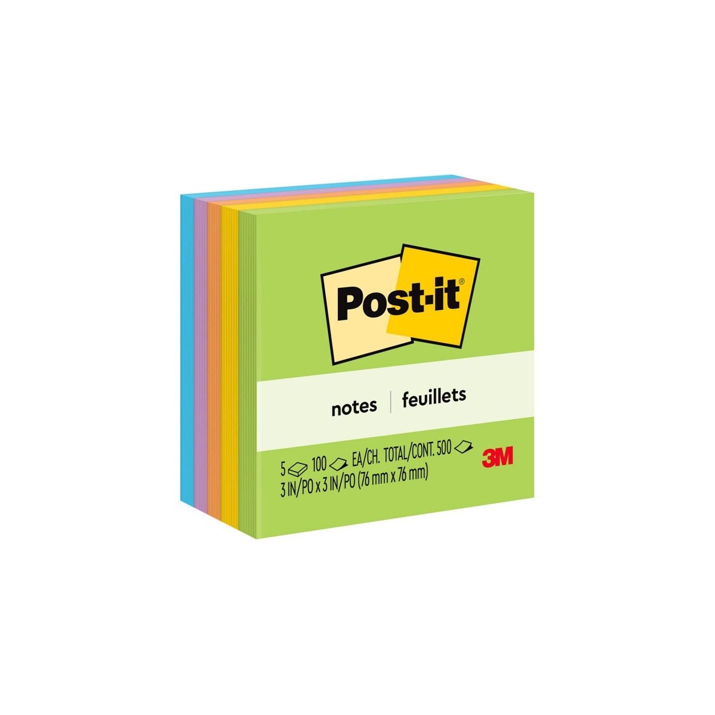 Post-it® Notes, 3 in x 3 in, Floral Fantasy Collection, 100 Sheets/Pad, 5 Pads/Pack