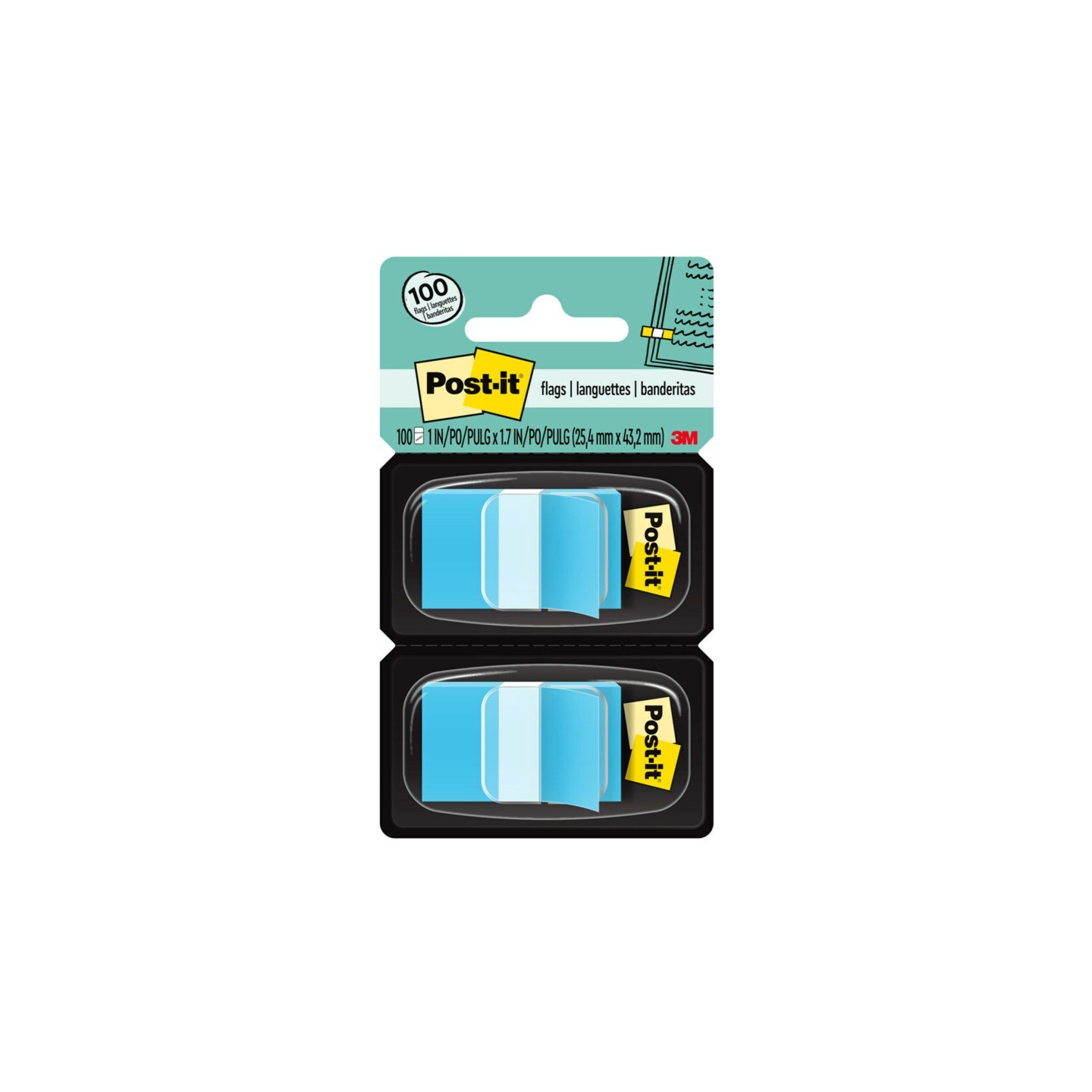 Post-it® Flags - Blue, 50/Dispenser, 2 Dispenser/Pack