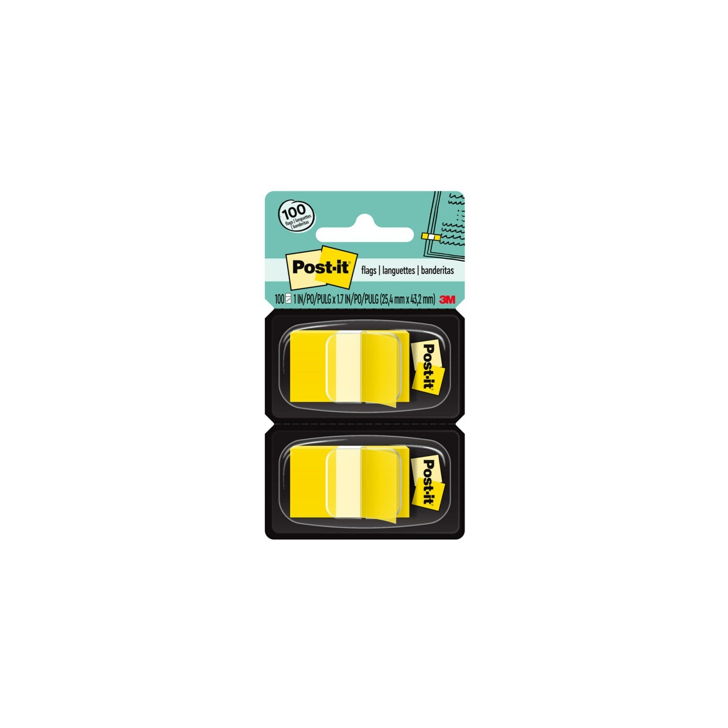 Post-it® Flags - Yellow, 50/Dispenser, 2 Dispenser/Pack