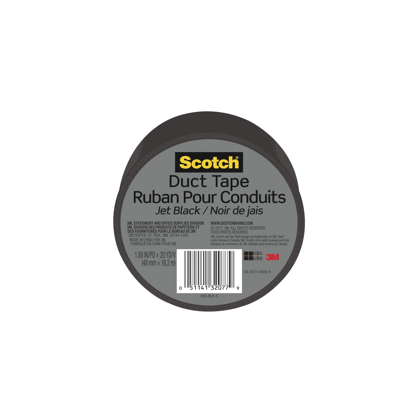 Scotch® Duct Tape for Artists, 1.88 in x 20 yd (48 mm x 18.2 m), Jet Black