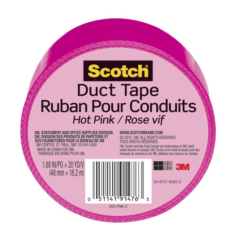 Scotch® Duct Tape for Artists, 1.88 in x 20 yd (48 mm x 18.2 m), Pink