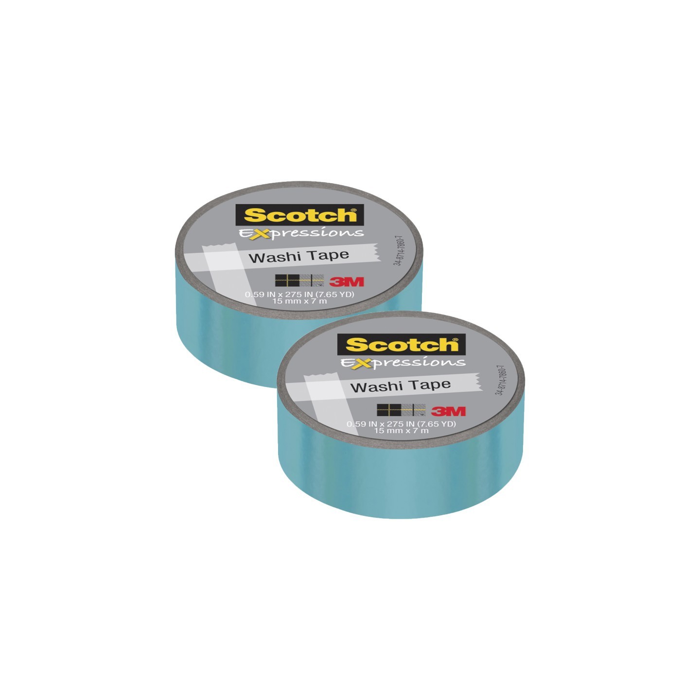 Scotch® Expressions Washi Tape, .59" x 275", Iridescent Blue, Pack of 2