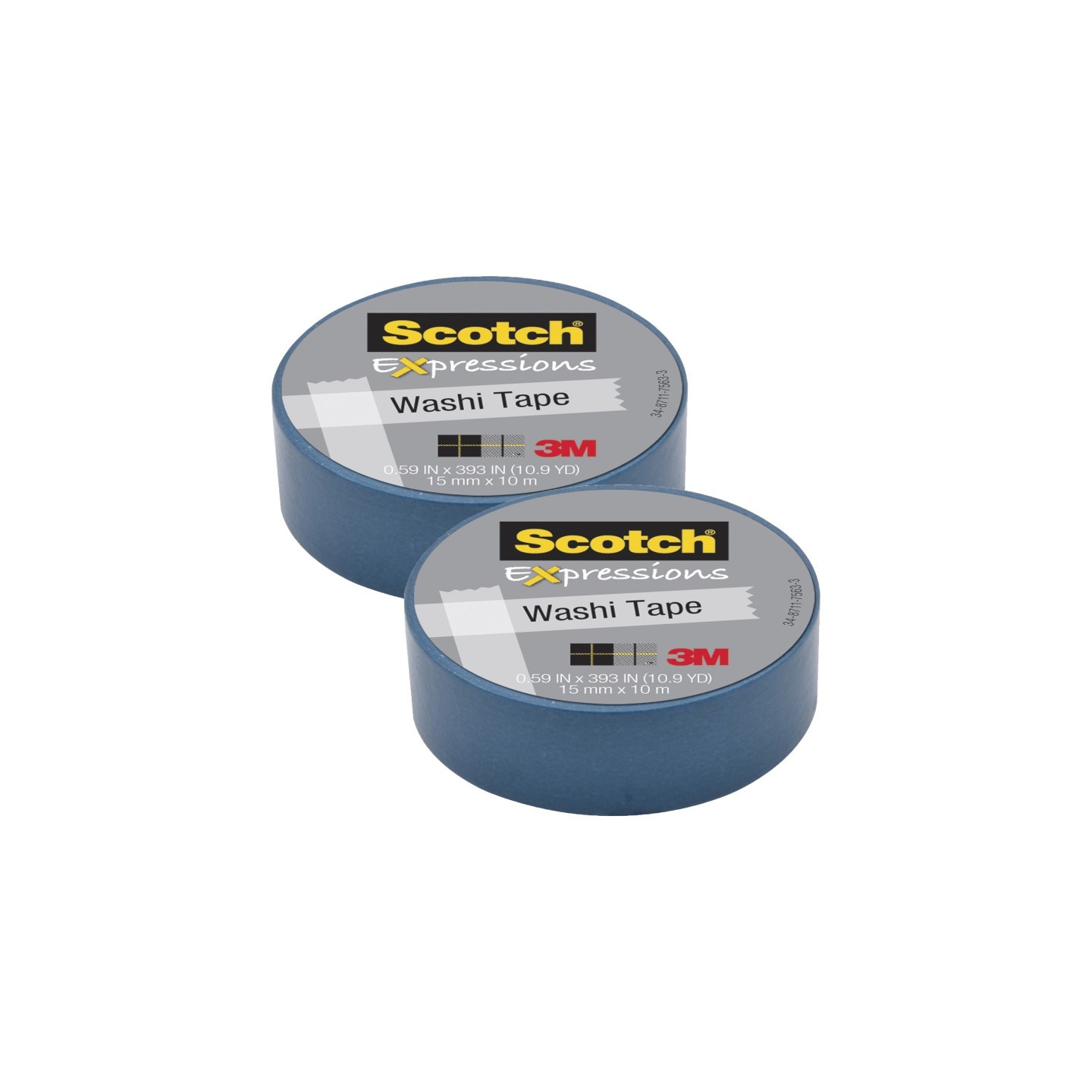 Scotch® Expressions Washi Tape, .59" x 393", Blue, Pack of 2