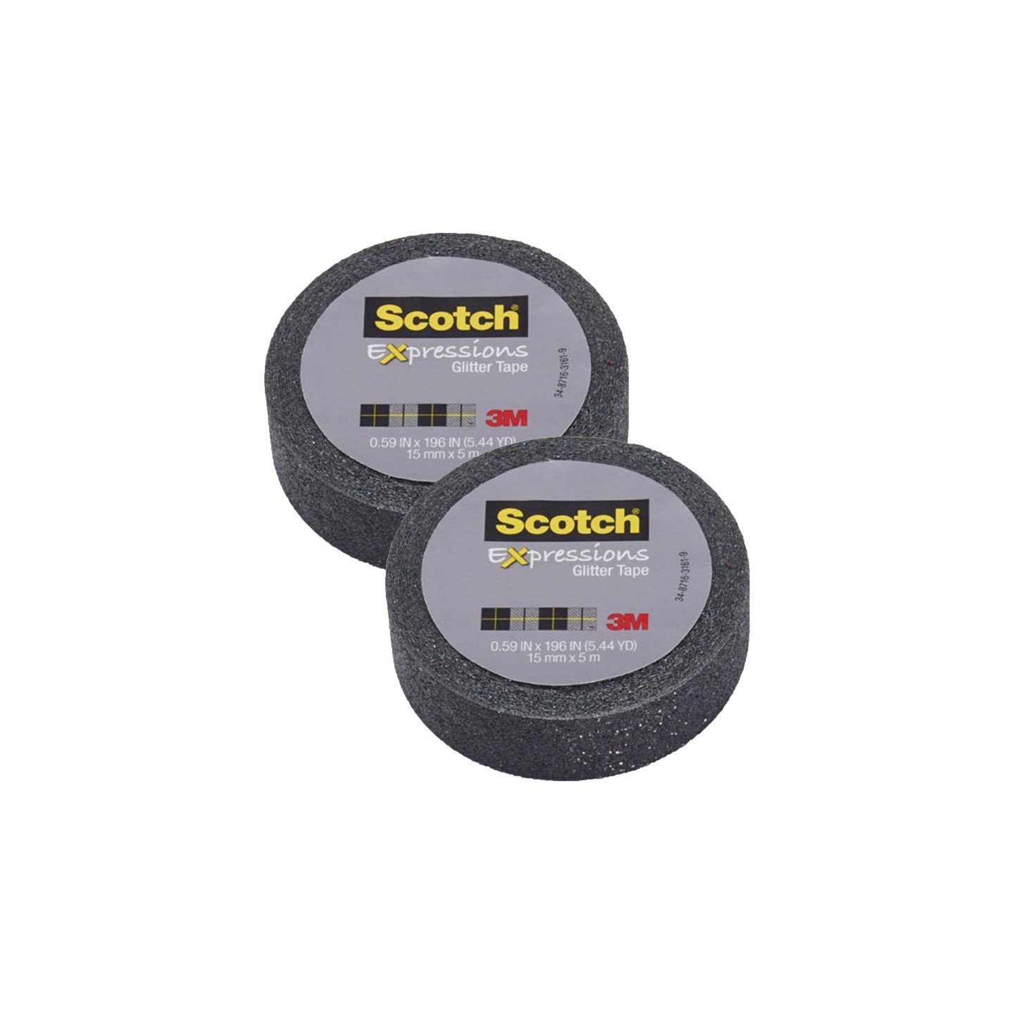 Scotch® Expressions Glitter Tape, .59" x 196", Black, Pack of 2