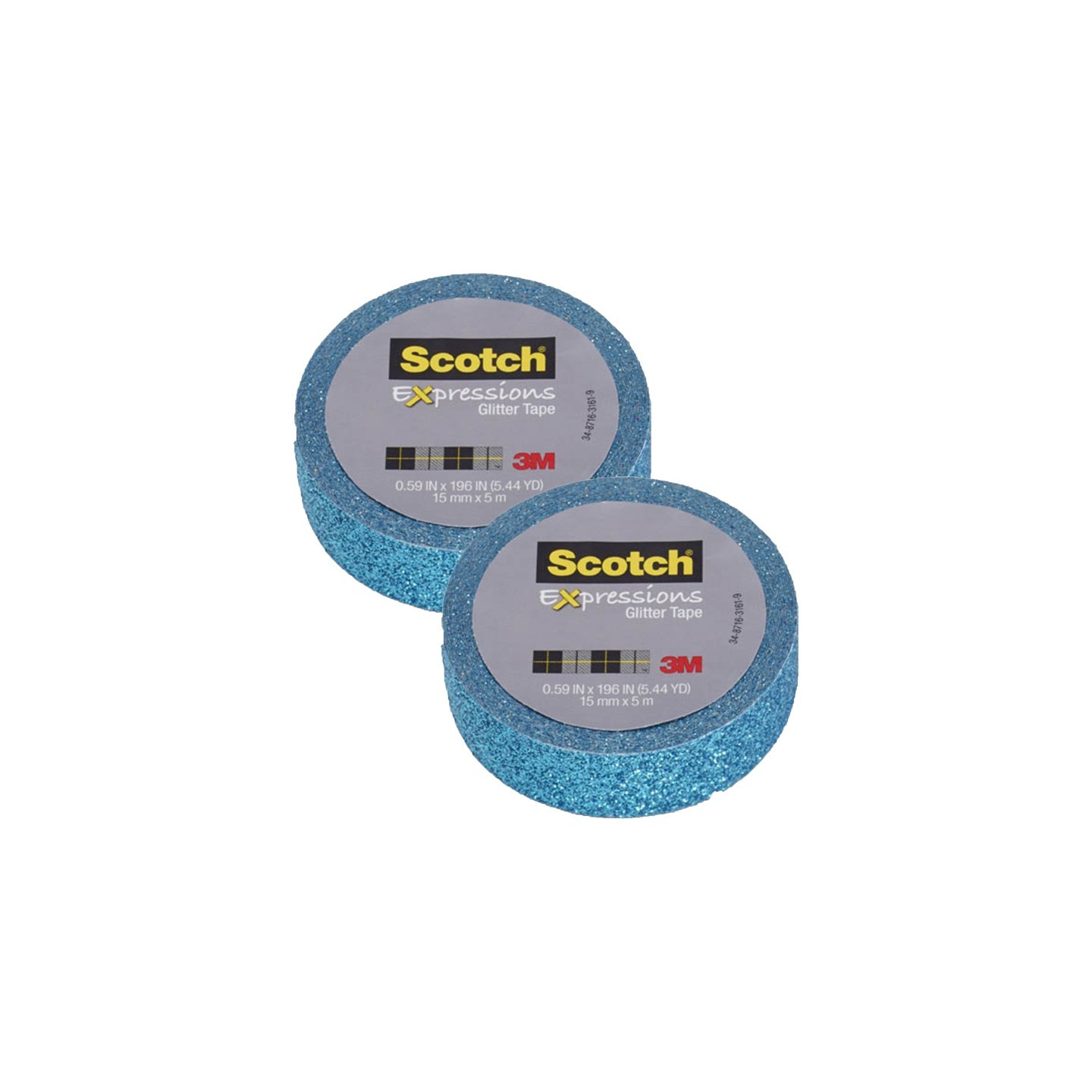 Scotch® Expressions Glitter Tape, .59" x 196", Teal Blue, Pack of 2