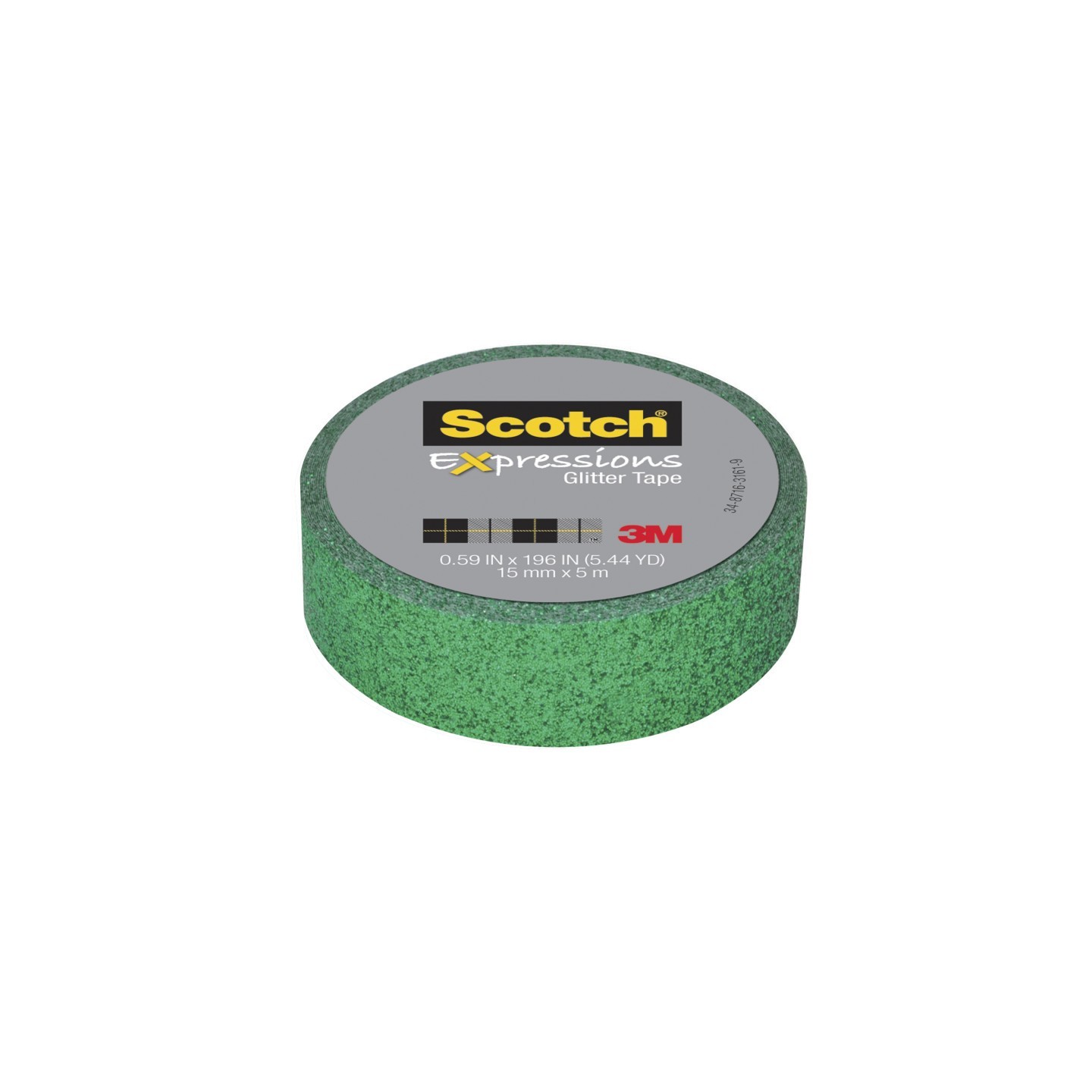 Scotch® Expressions Glitter Tape, .59" x 196", Dark Green Glitter