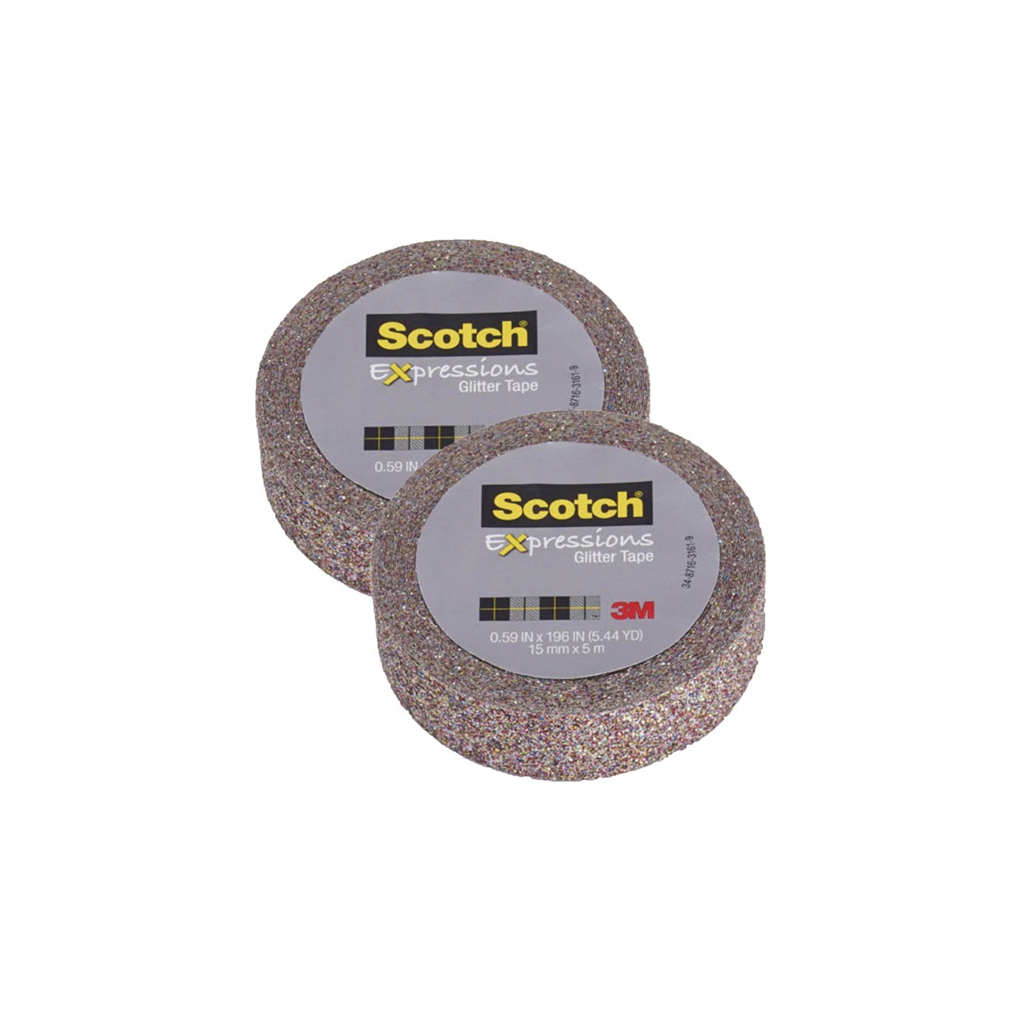 Scotch® Expressions Glitter Tape, .59" x 196", Multi-Colored, Pack of 2