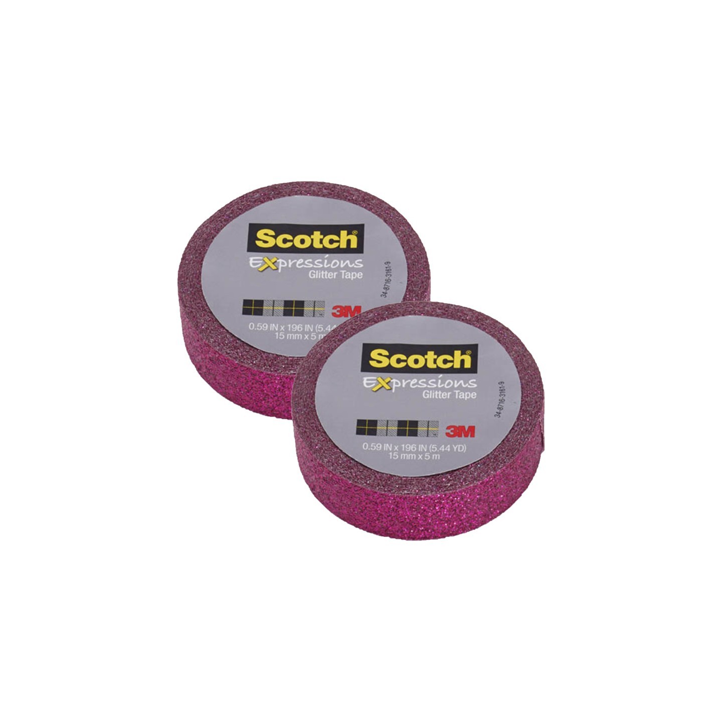 Scotch® Expressions Glitter Tape, .59" x 196", Hot Pink, Pack of 2