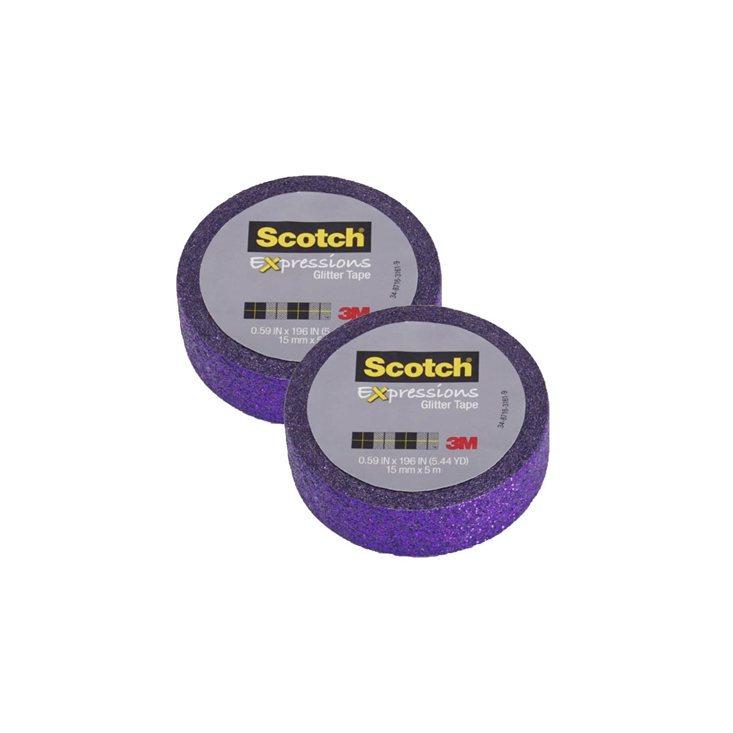 Scotch® Expressions Glitter Tape, .59" x 196", Bright Violet, Pack of 2
