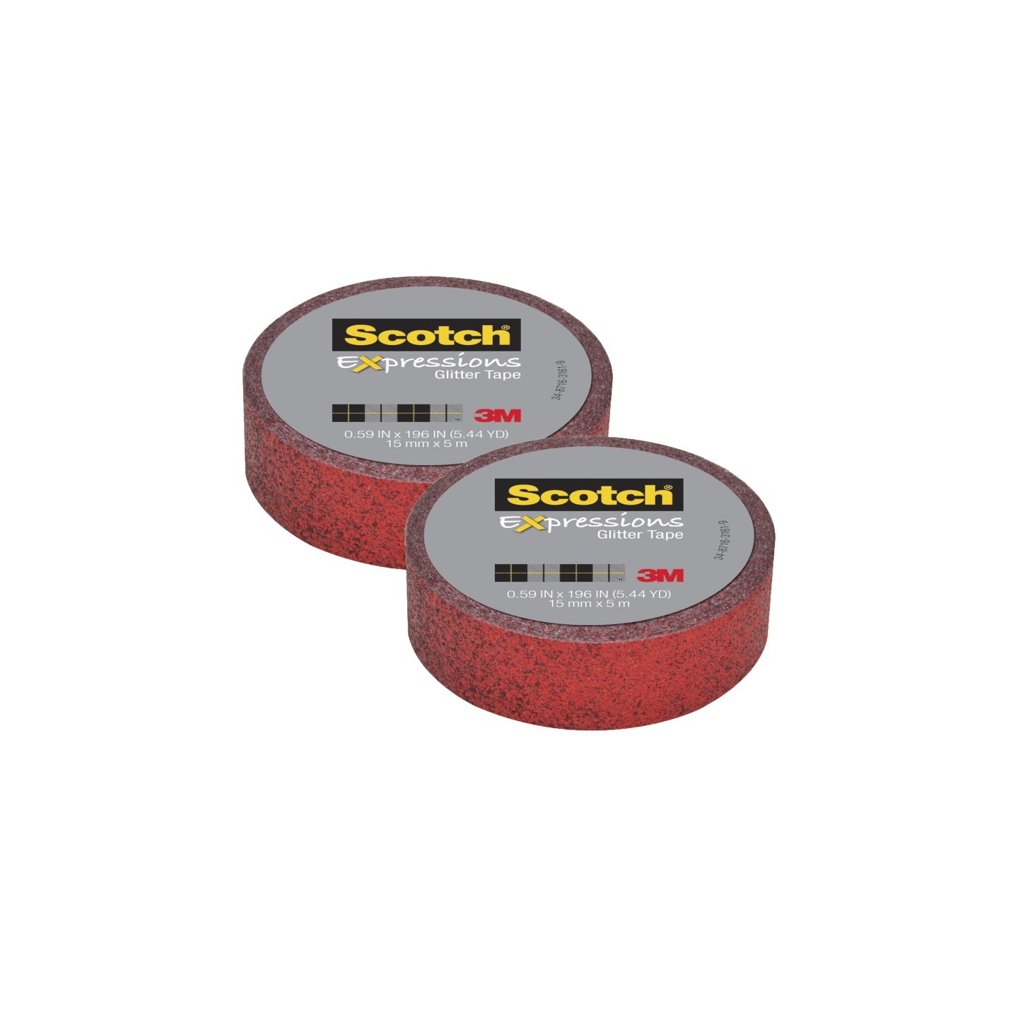 Scotch® Expressions Glitter Tape, .59" x 196", Red Glitter, Pack of 2