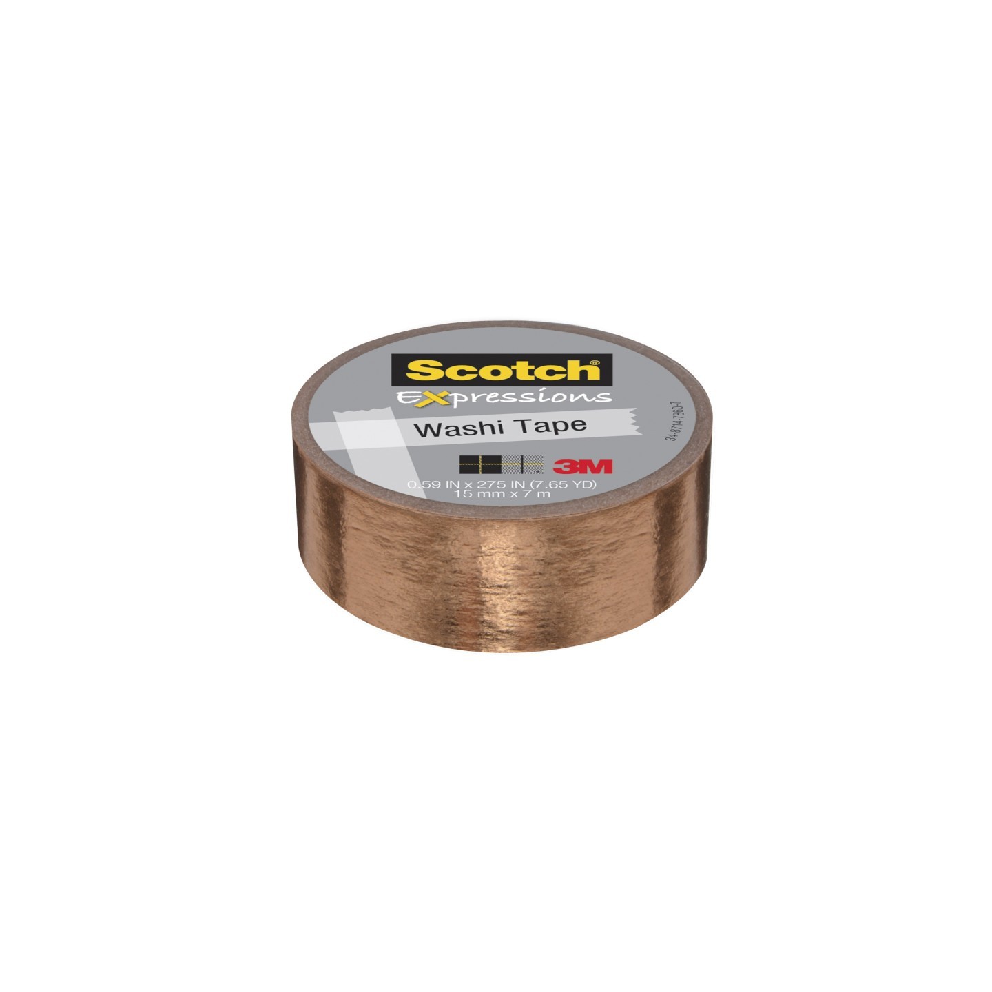 Scotch® Expressions Washi Tape, .59" x 275", Copper Foil