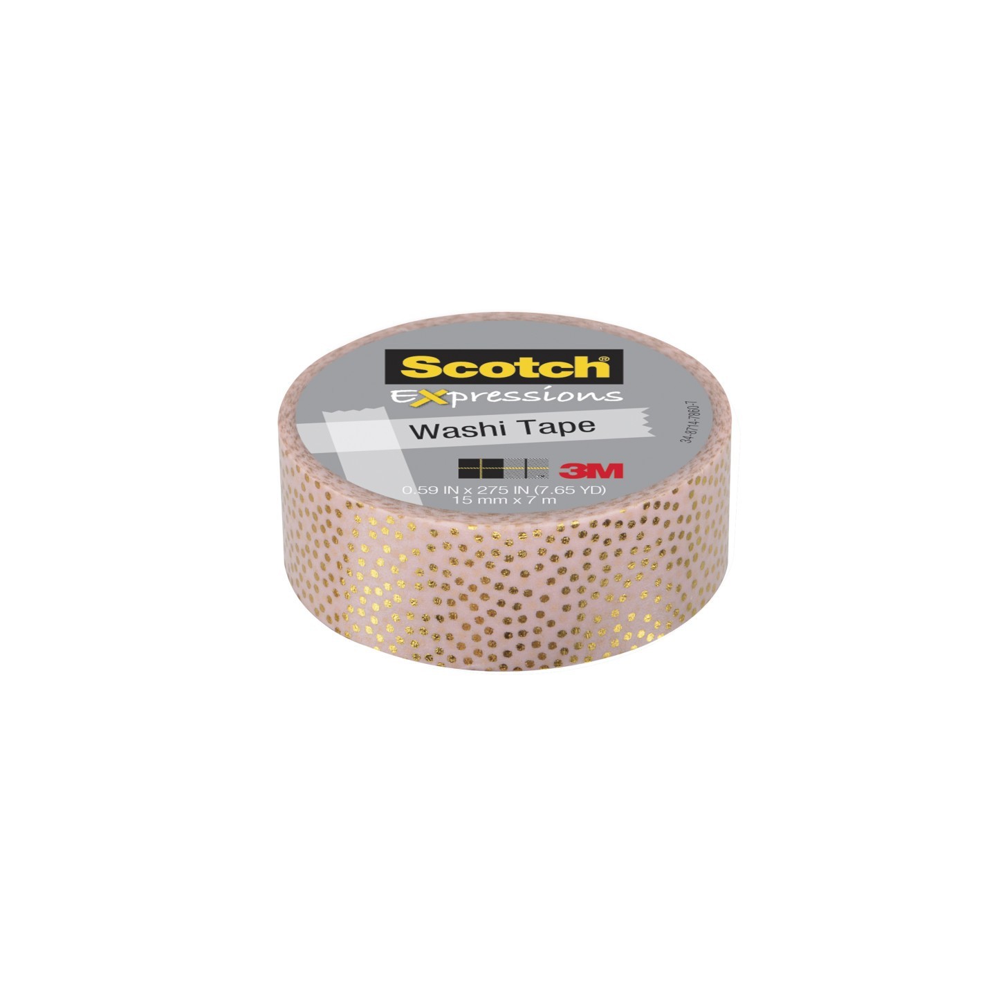 Scotch® Expressions Washi Tape, .59" x 275", Speckled Gold Pastel Pink