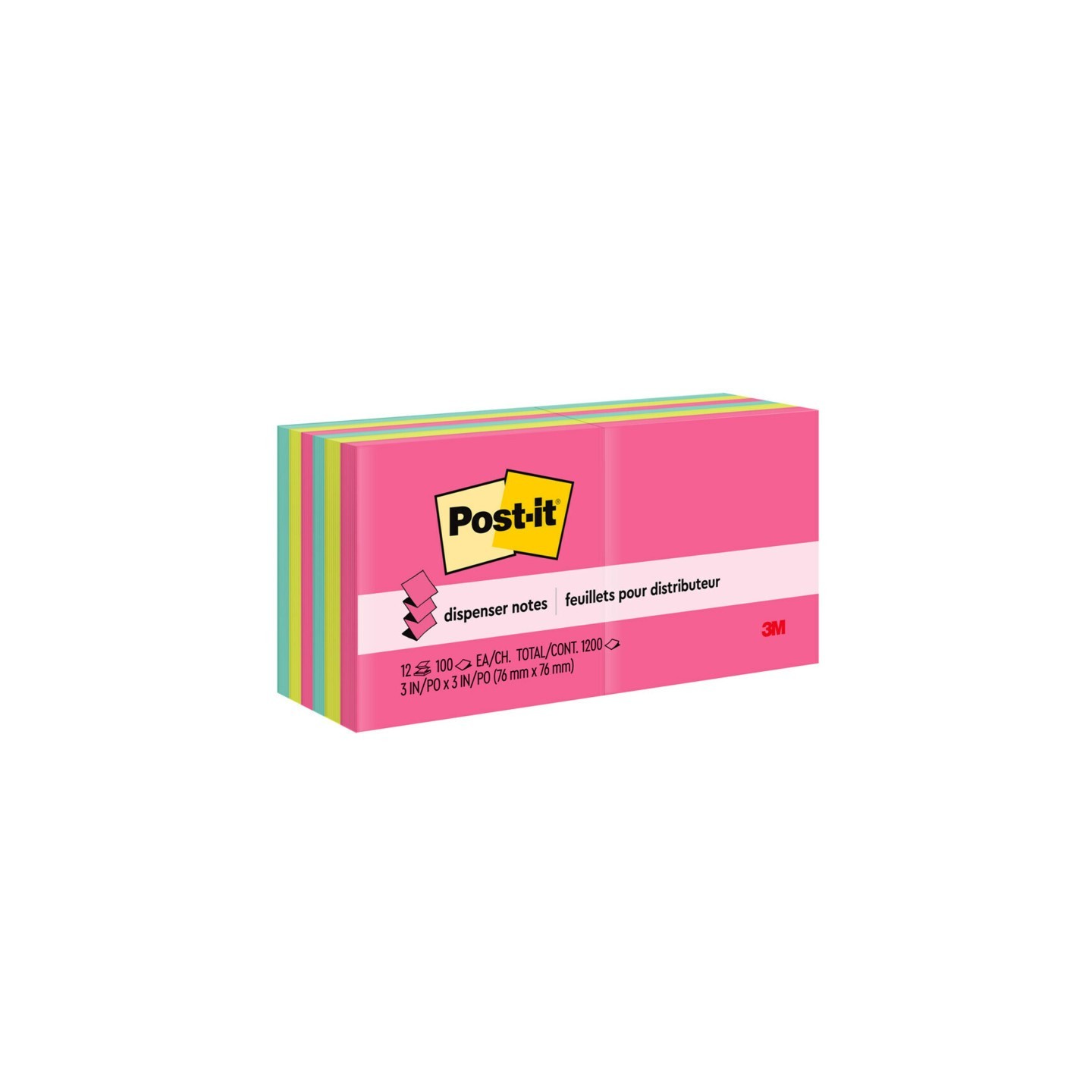 Post-it® Dispenser Pop-up Notes, Poptimistic Collection, 100 Sheets/Pad, 12 Pads