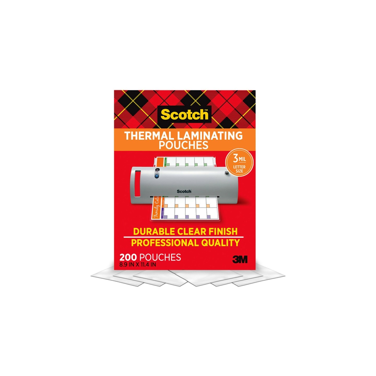 Scotch® Thermal Laminating Pouches, 3 mil Size, Pack of 200