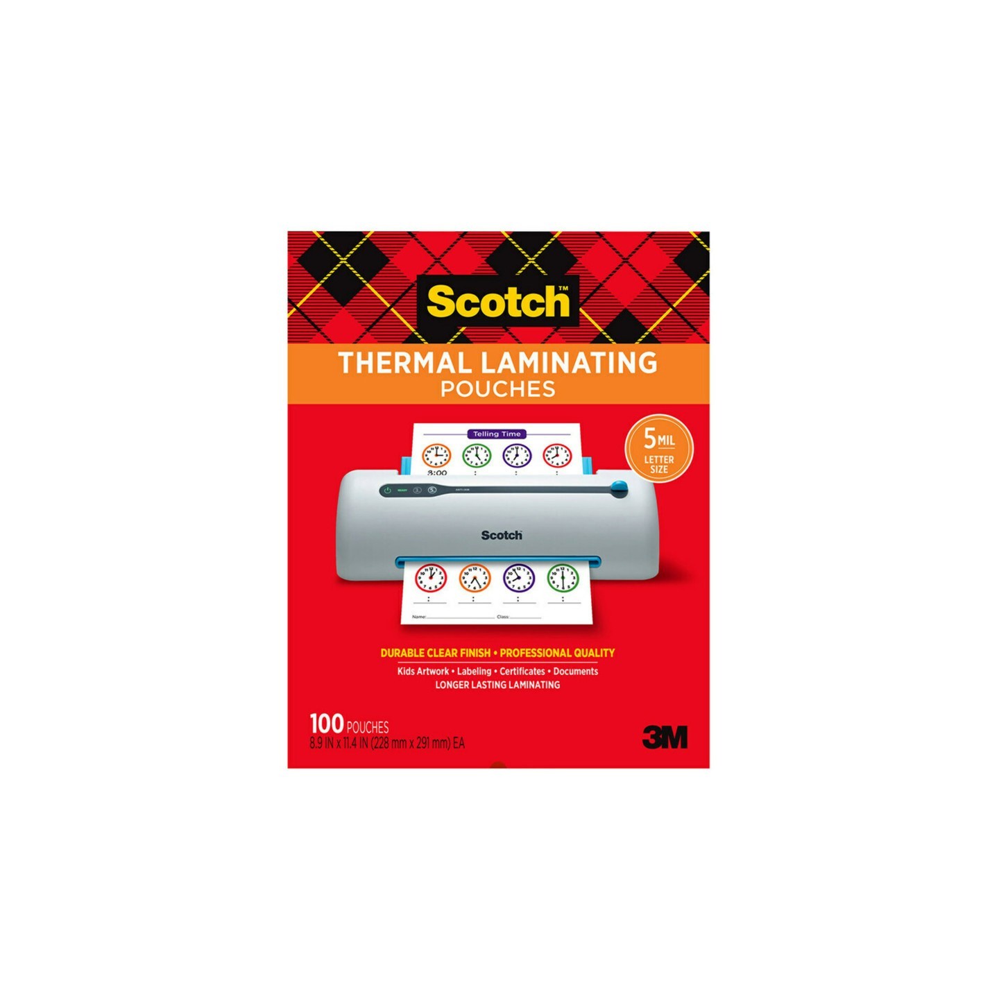 Scotch® Thermal Laminating Pouches, 5 mil Size, Pack of 100