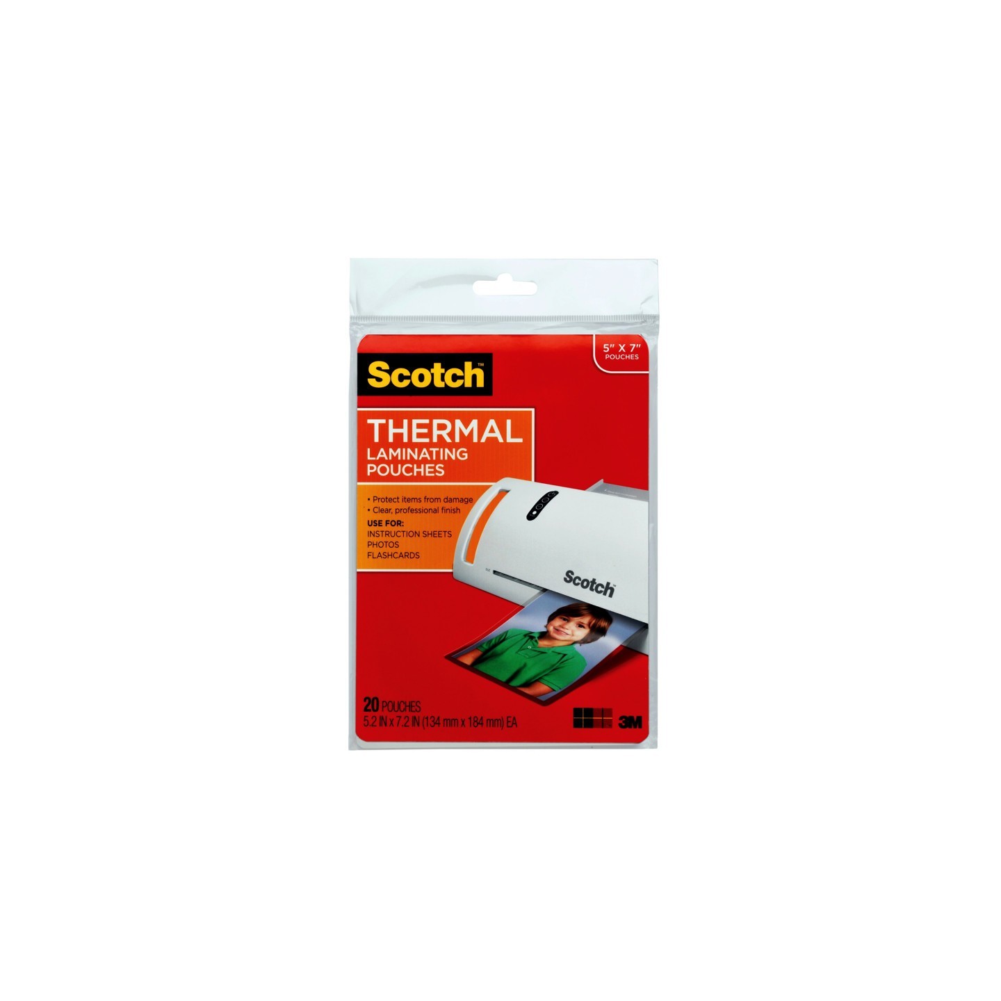 Scotch® Thermal Laminating Pouches, 5 mil, 5" x 7", 20 Per Pack