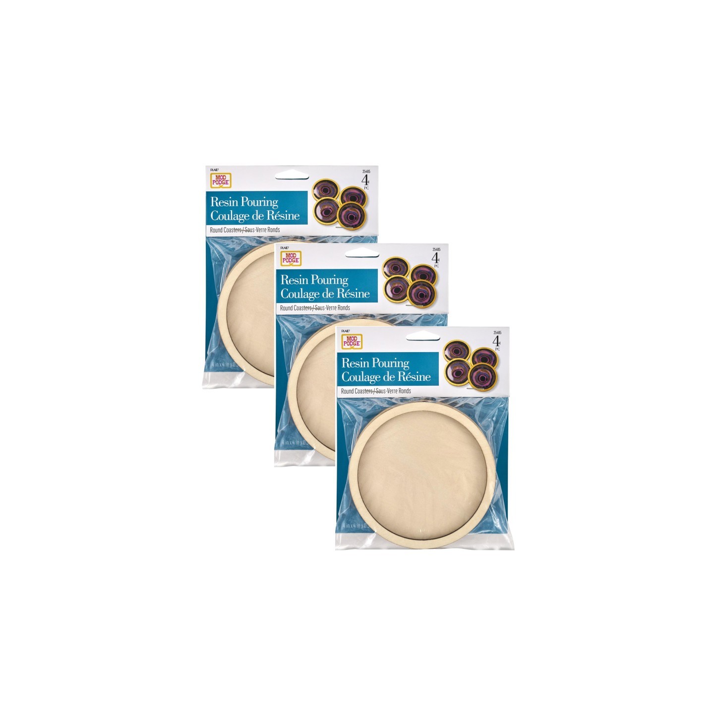 Mod Podge Resin Pouring Surface, Coasters, 4 Per Set, 3 Sets