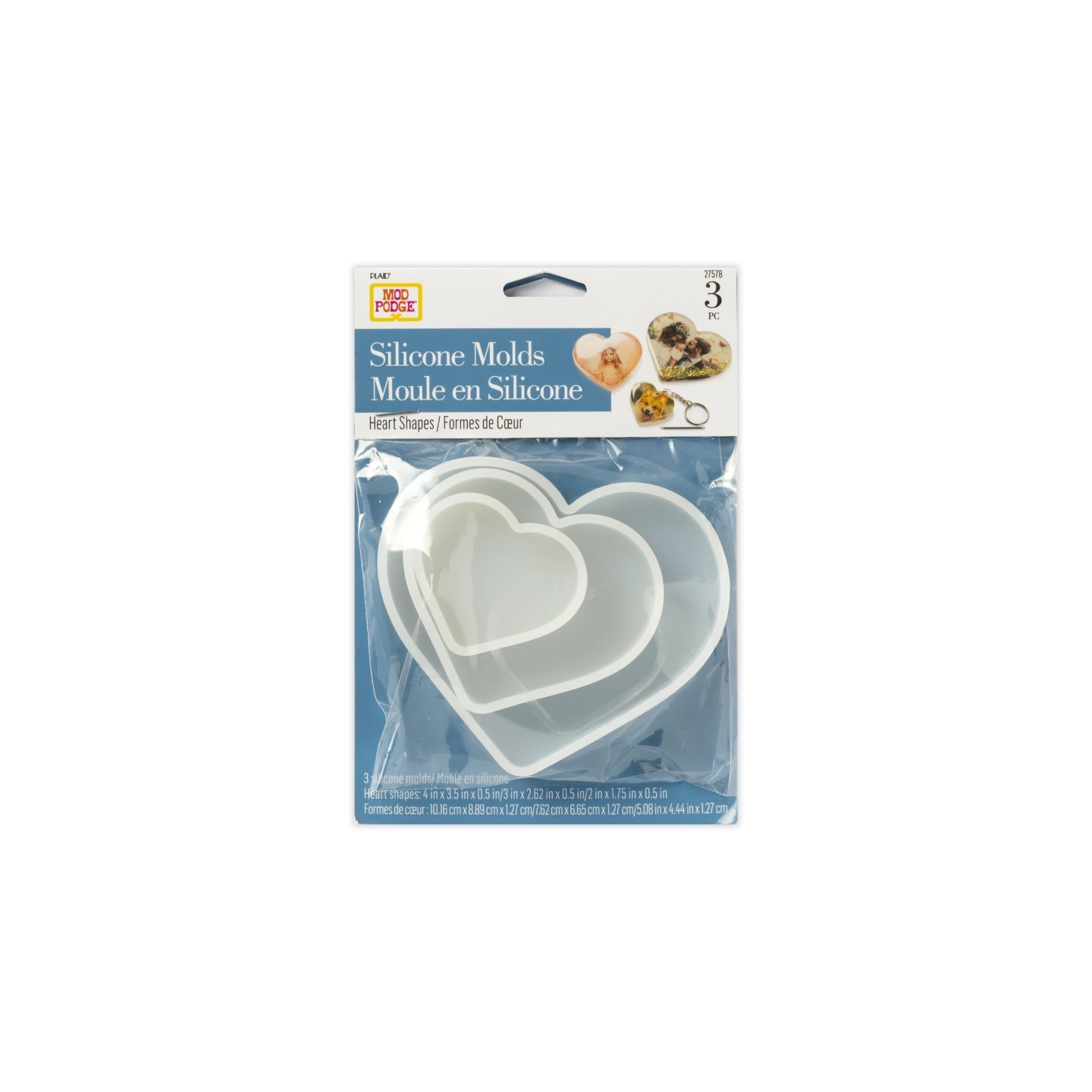 Mod Podge Silicone Resin Mold, Hearts, 3-Piece
