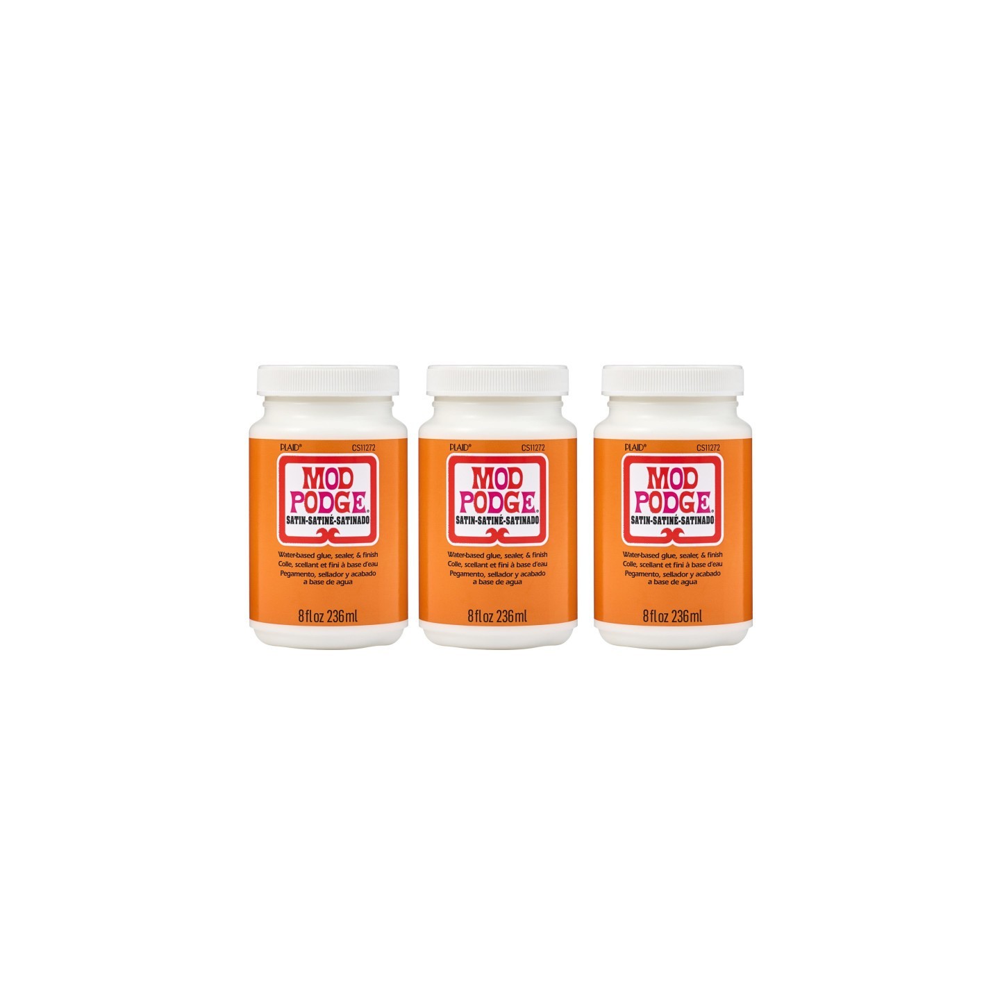 Mod Podge Decoupage Glue, Satin 8oz., Pack of 3