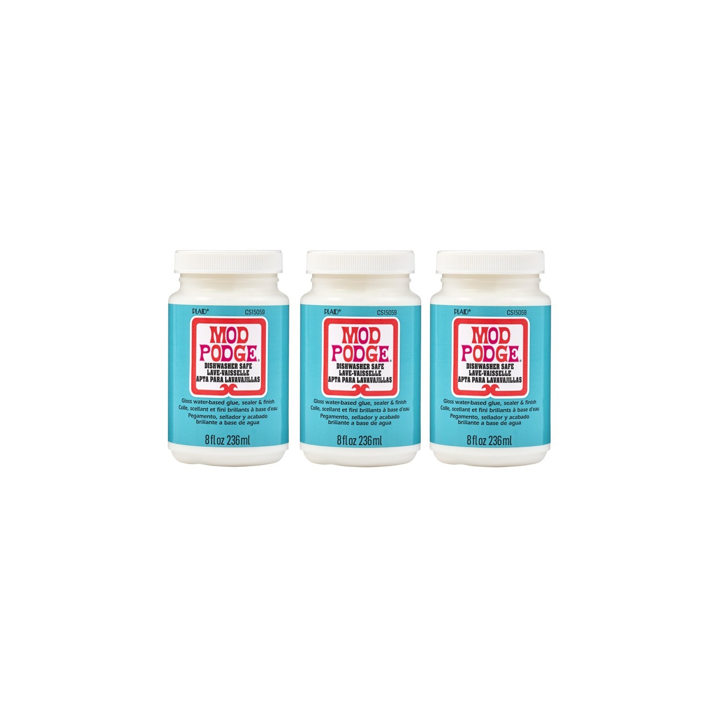 Mod Podge Decoupage Glue, Dishwasher Safe Gloss, 8oz., Pack of 3