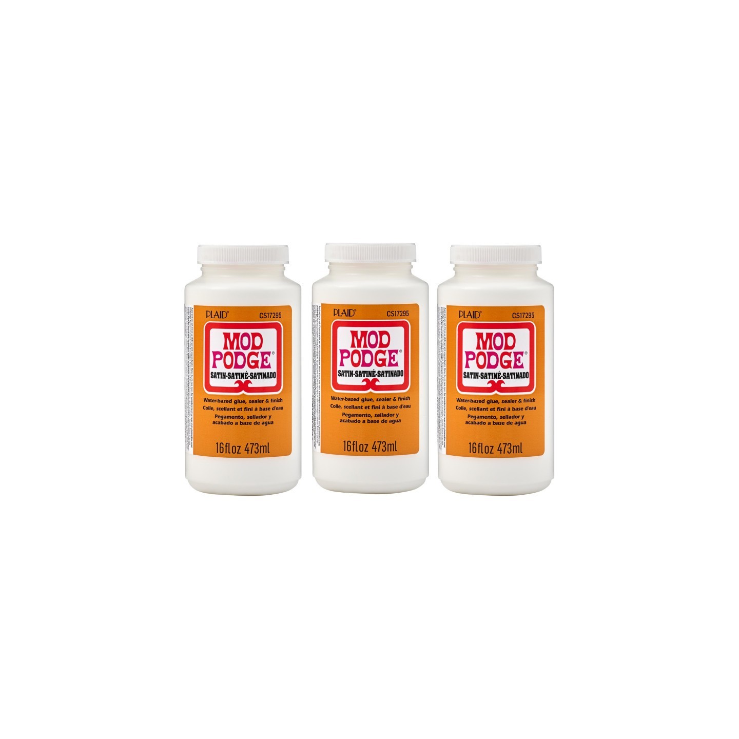 Mod Podge Decoupage Glue, Satin 16oz., Pack of 3