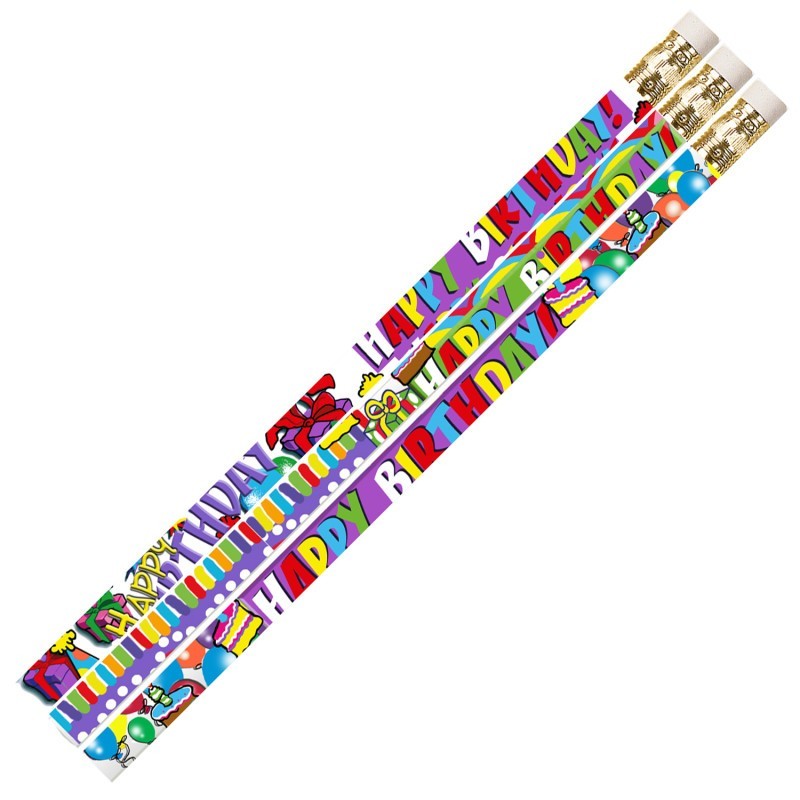Musgrave Pencil Company Birthday Supreme Motivational/Fun Pencils, Pack of 12