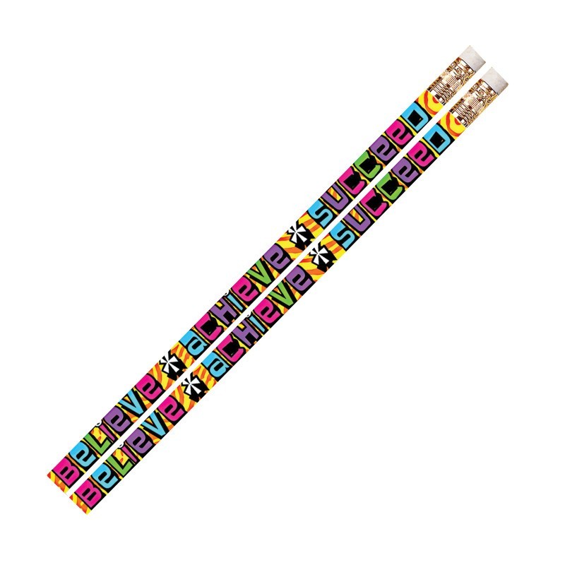Musgrave Pencil Company Believe Achieve Succeed Motivational Pencils, 12 Per Pack, 12 Packs