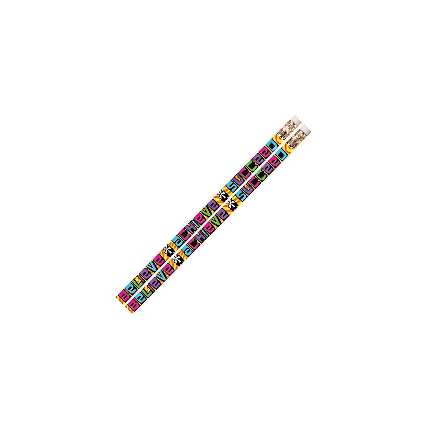 Musgrave Pencil Company Believe Achieve Succeed Motivational Pencils, 12 Per Pack, 12 Packs