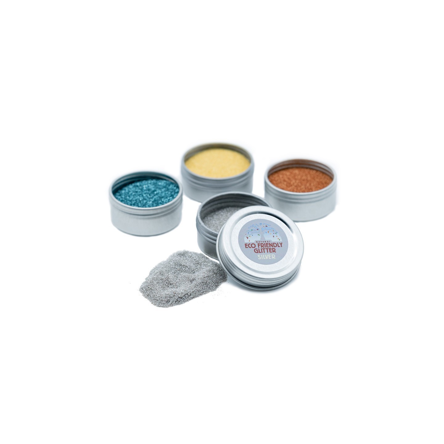 Natural Earth Paint Eco-Friendly Cosmetic Glitter, Assorted Colors, Set of 4