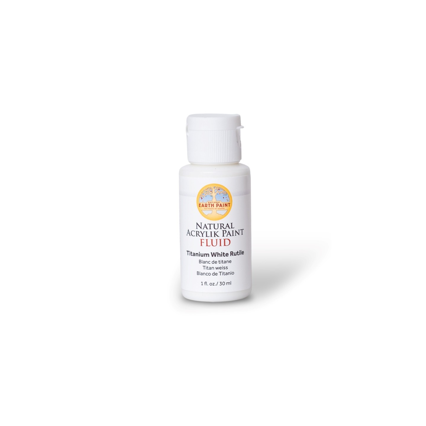 Natural Earth Paint Natural Fluid Acrylik Paint, 1 oz, Titanium White Rutile