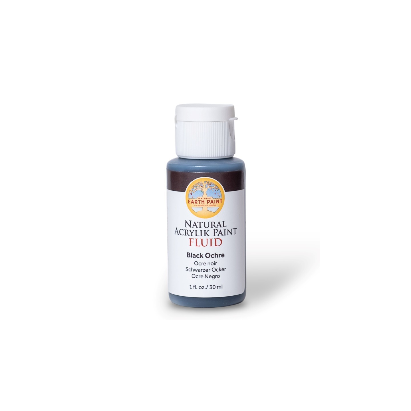 Natural Earth Paint Natural Fluid Acrylik Paint, 1 oz, Black Ochre