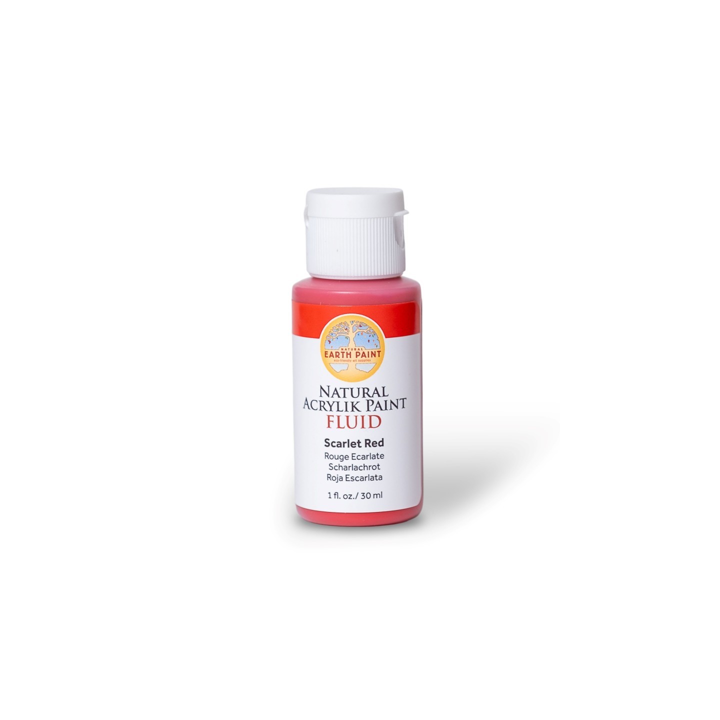 Natural Earth Paint Natural Fluid Acrylik Paint, 1 oz, Scarlet Red