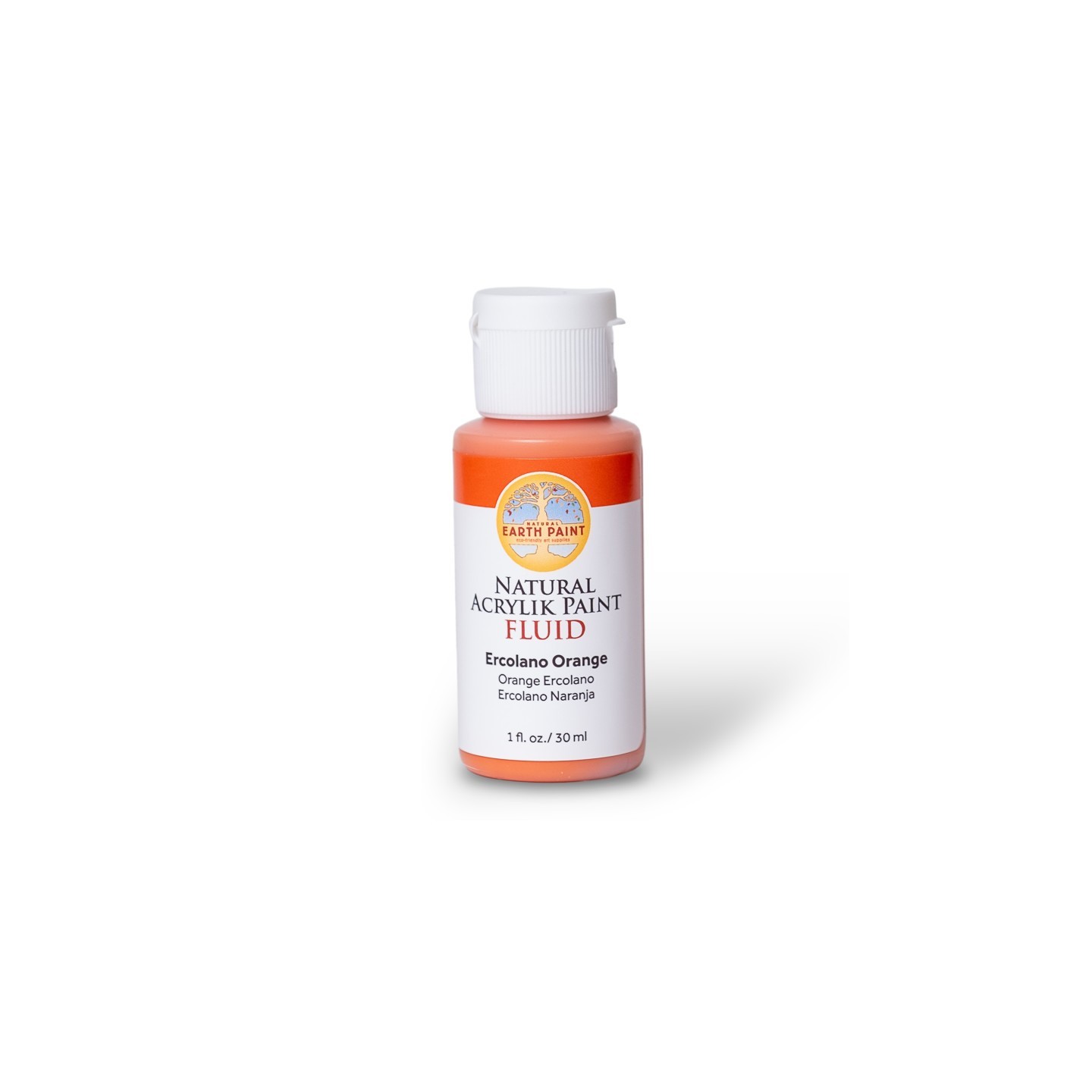 Natural Earth Paint Natural Fluid Acrylik Paint, 1 oz, Ercolano Orange