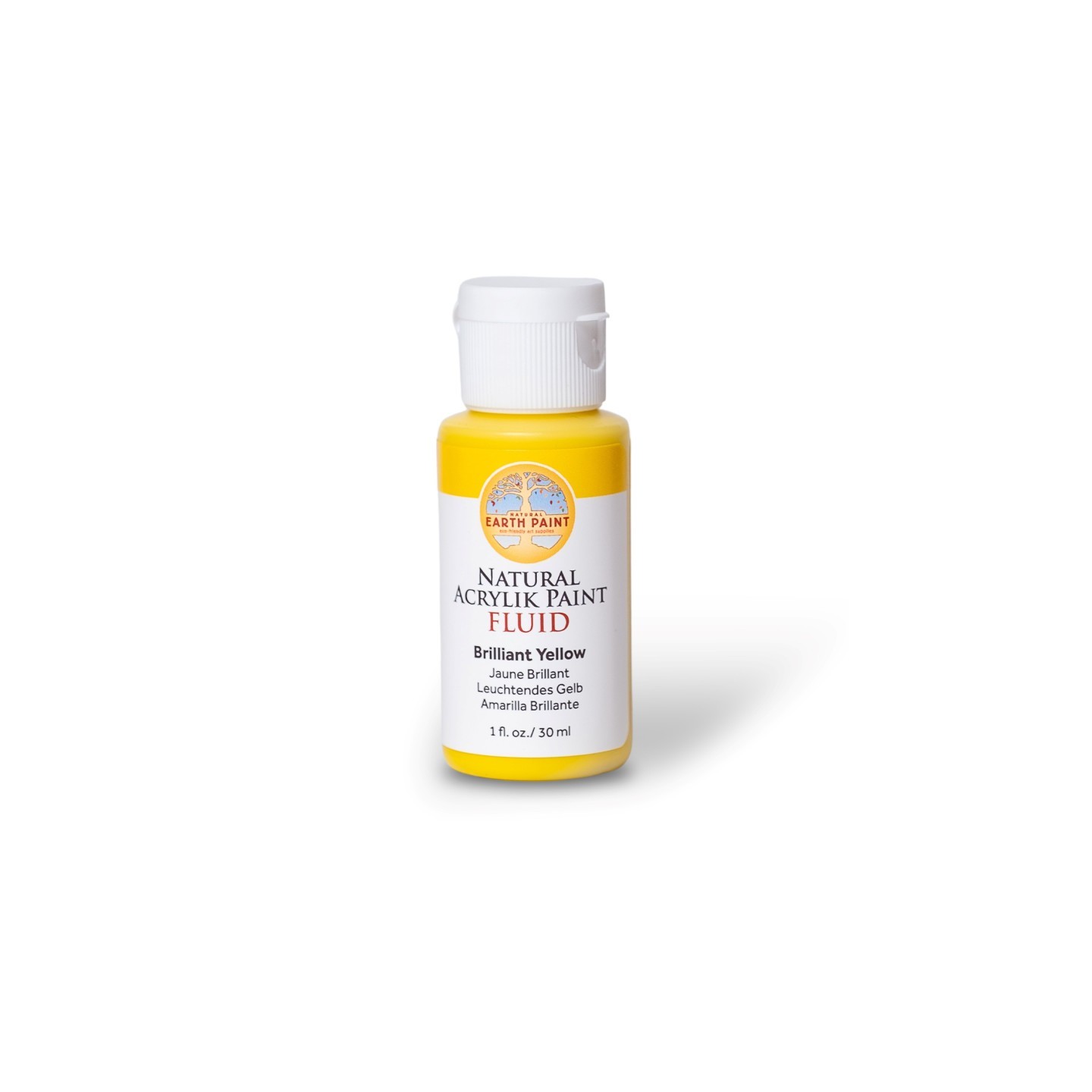 Natural Earth Paint Natural Fluid Acrylik Paint, 1 oz, Brilliant Yellow