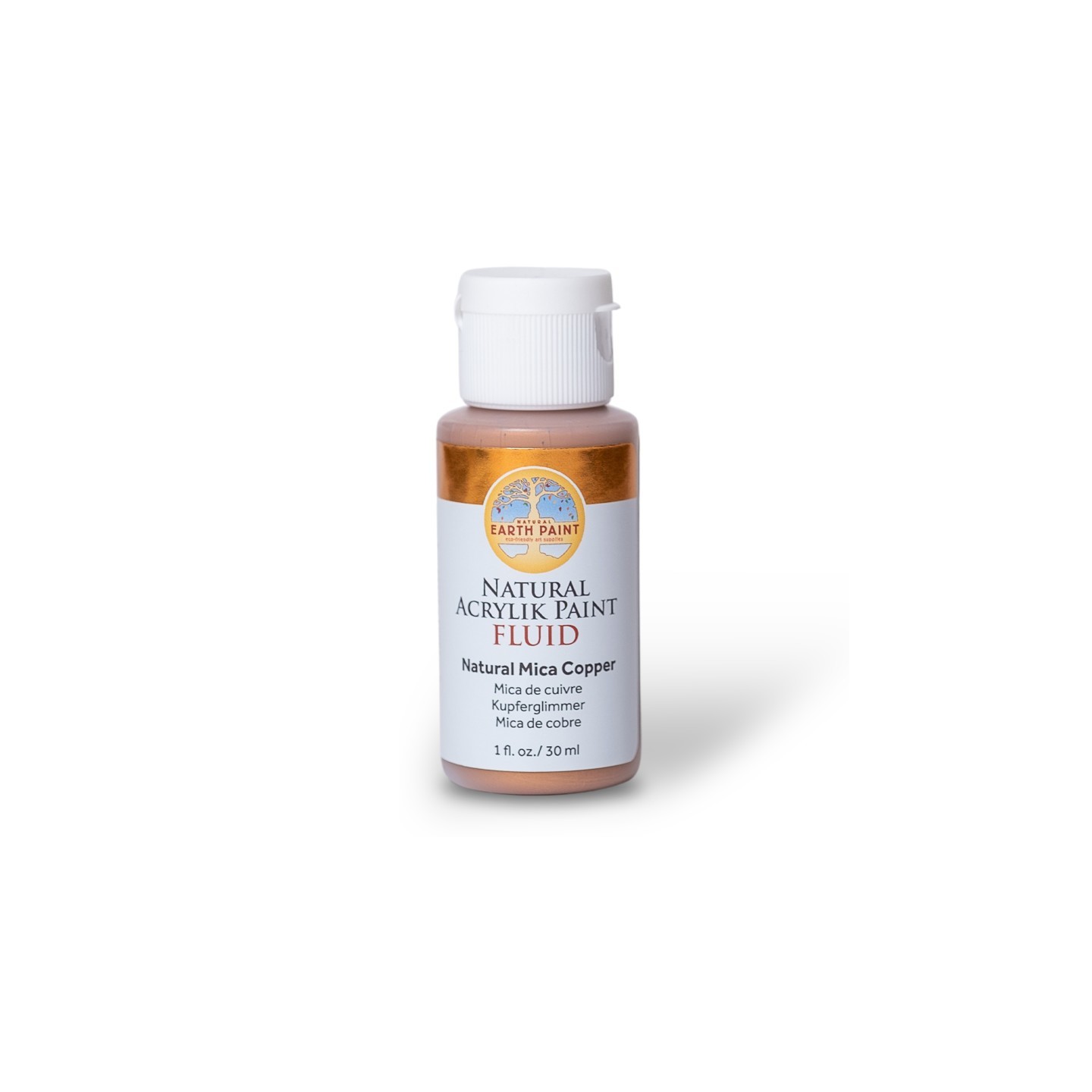 Natural Earth Paint Natural Fluid Acrylik Paint, 1 oz, Copper Mica