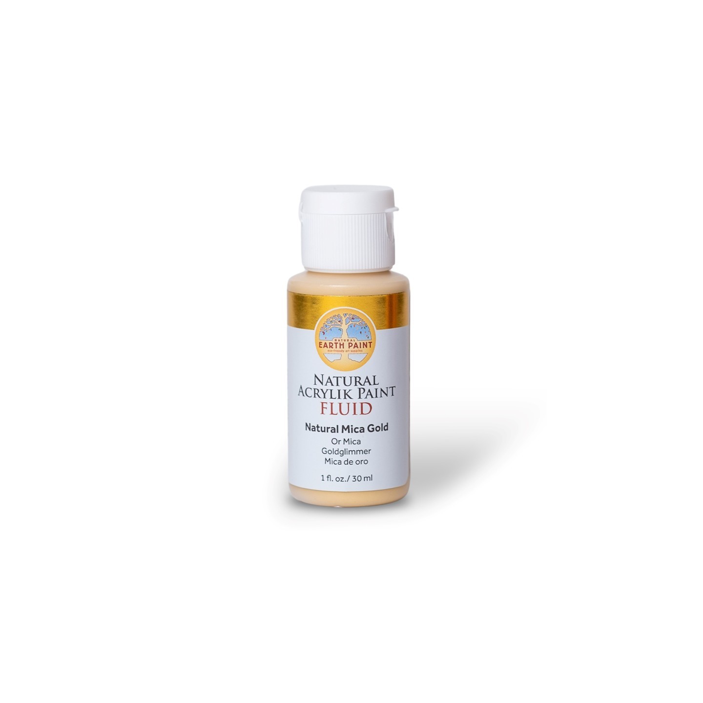 Natural Earth Paint Natural Fluid Acrylik Paint, 1 oz, Gold Mica