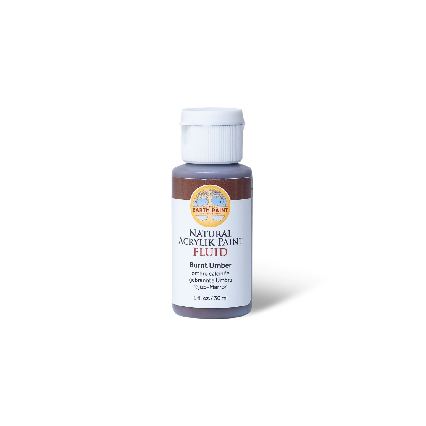 Natural Earth Paint Natural Fluid Acrylik Paint, 1 oz, Burnt Umber