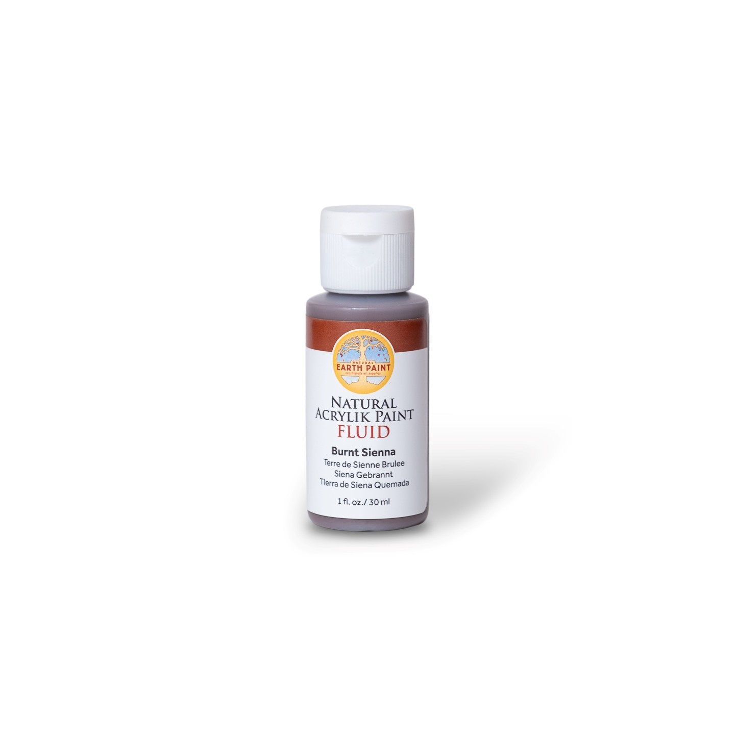 Natural Earth Paint Natural Fluid Acrylik Paint, 1 oz, Burnt Sienna