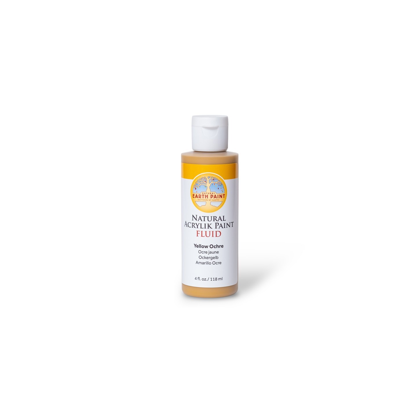 Natural Earth Paint Natural Fluid Acrylik Paint, 4 oz, Yellow Ochre
