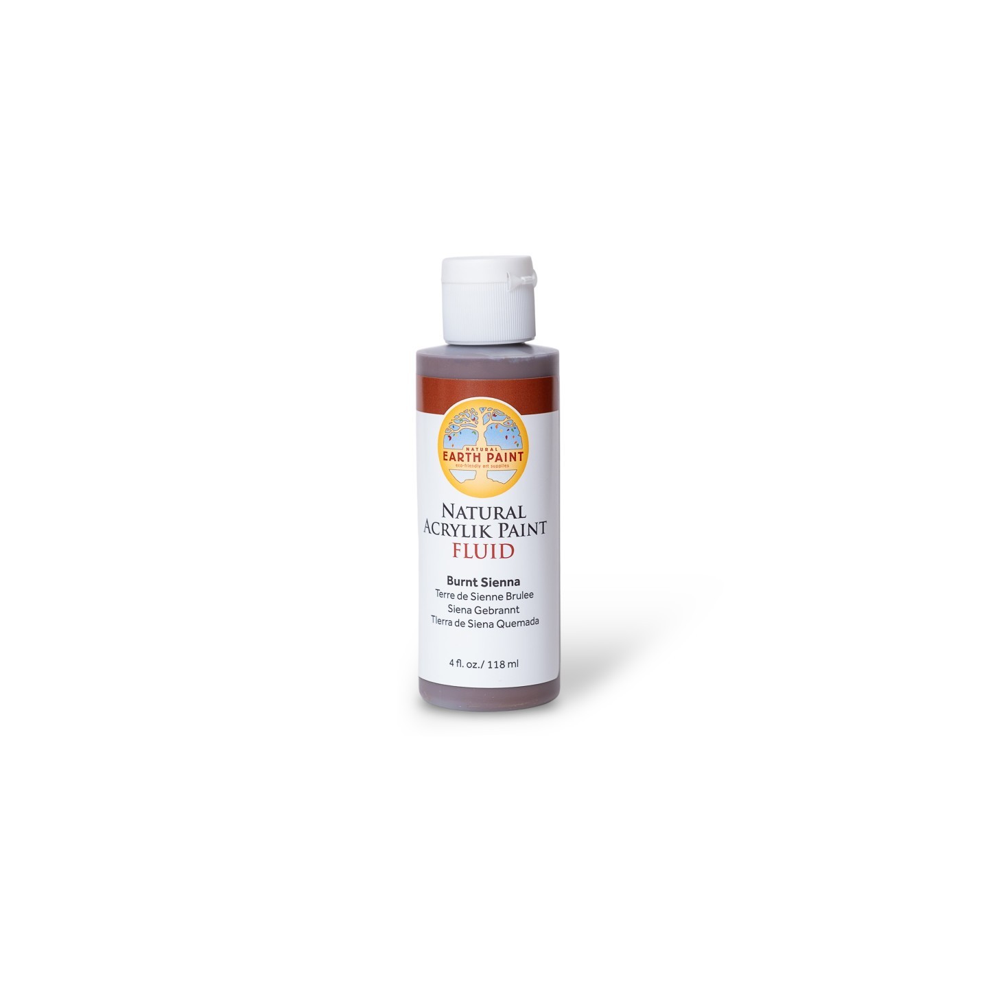 Natural Earth Paint Natural Fluid Acrylik Paint, 4 oz, Burnt Sienna