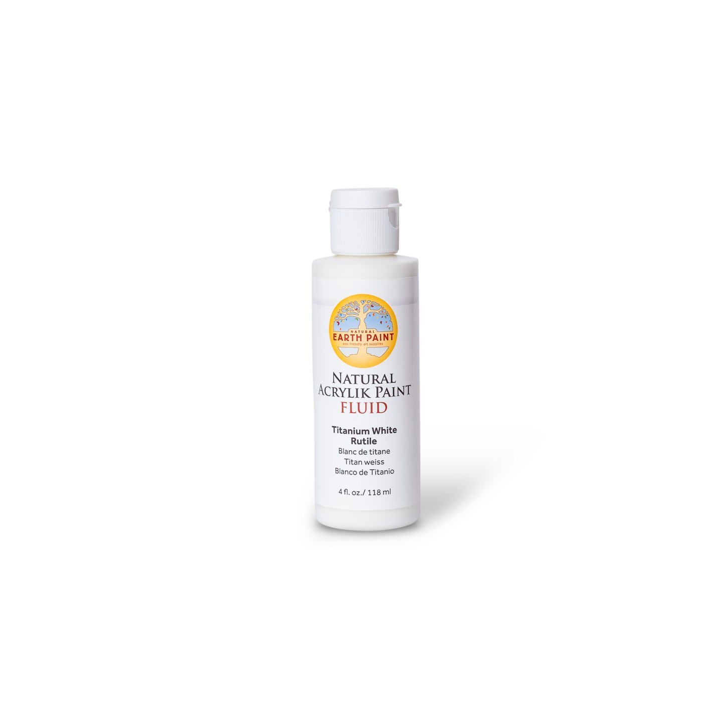 Natural Earth Paint Natural Fluid Acrylik Paint, 4 oz, Titanium White Rutile